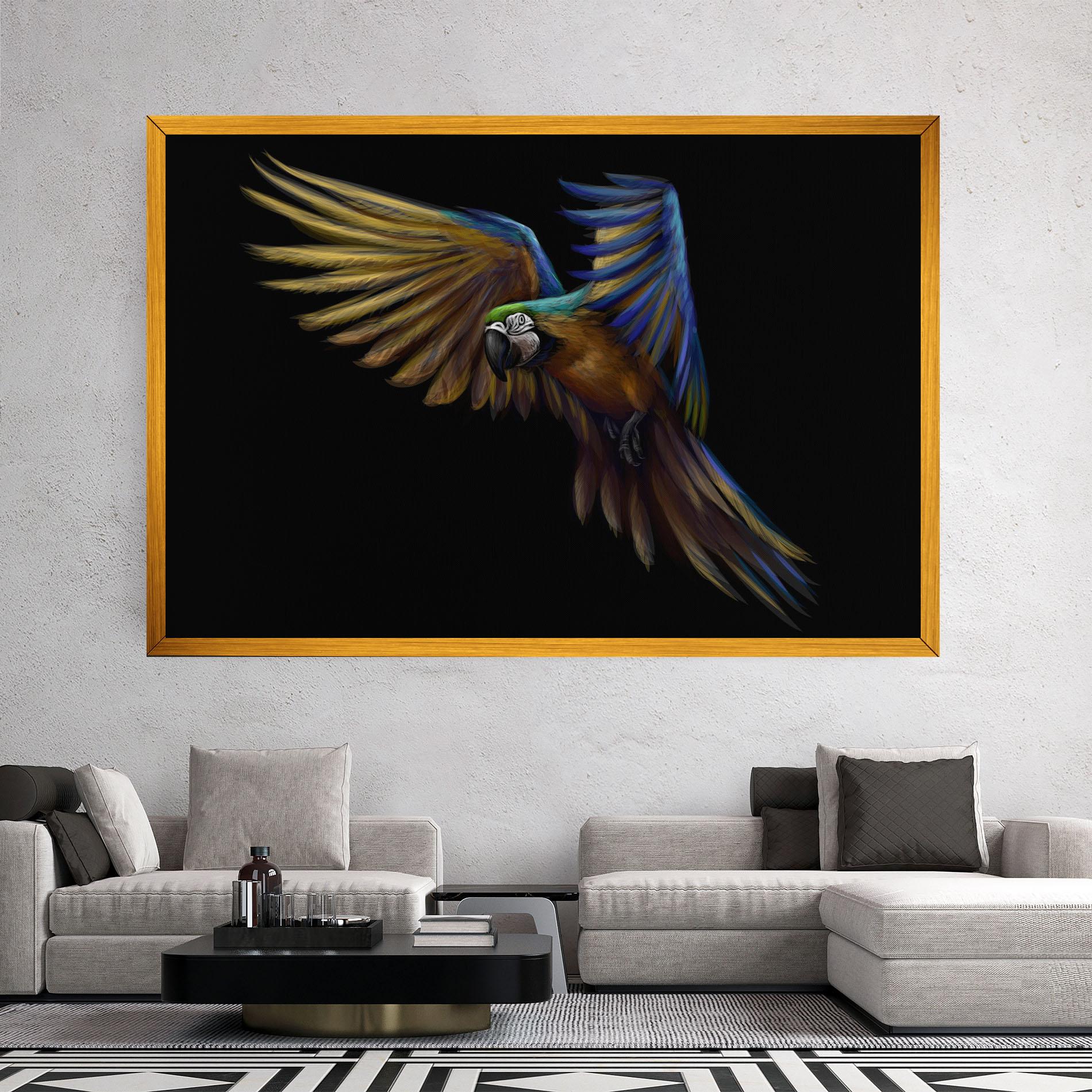 Tablou Canvas Parrot Flying mockup 2