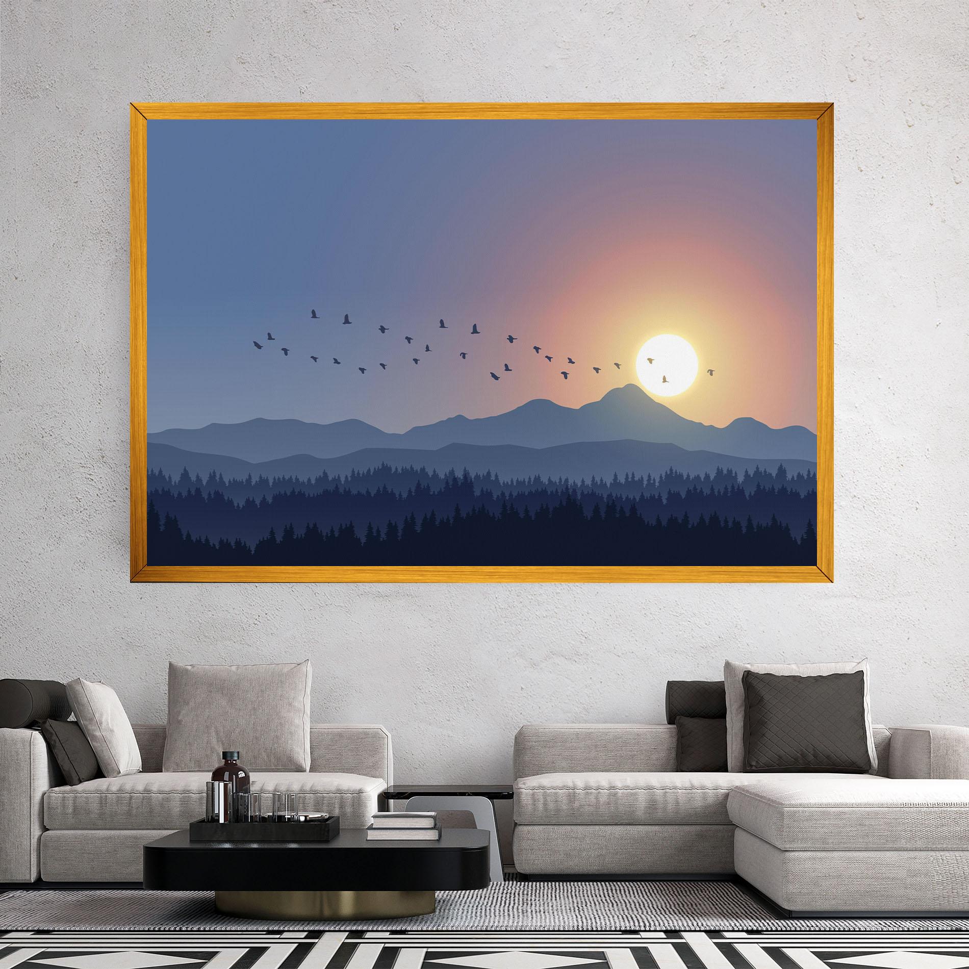 Tablou Canvas Sunset Birds View mockup 2