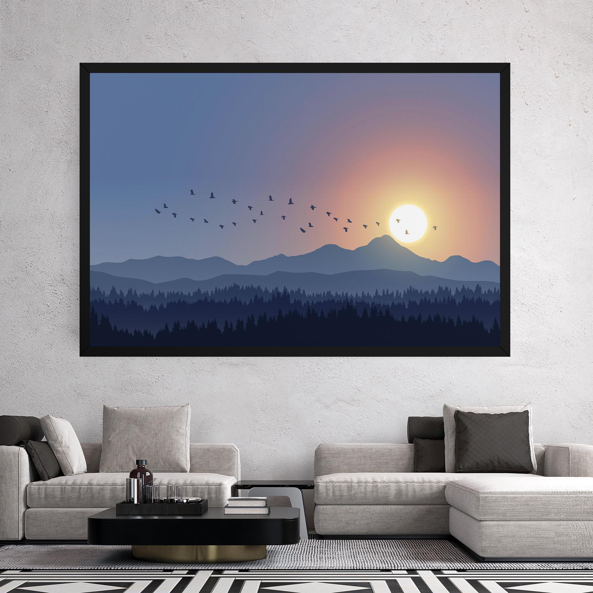 Tablou Canvas Sunset Birds View mockup 2