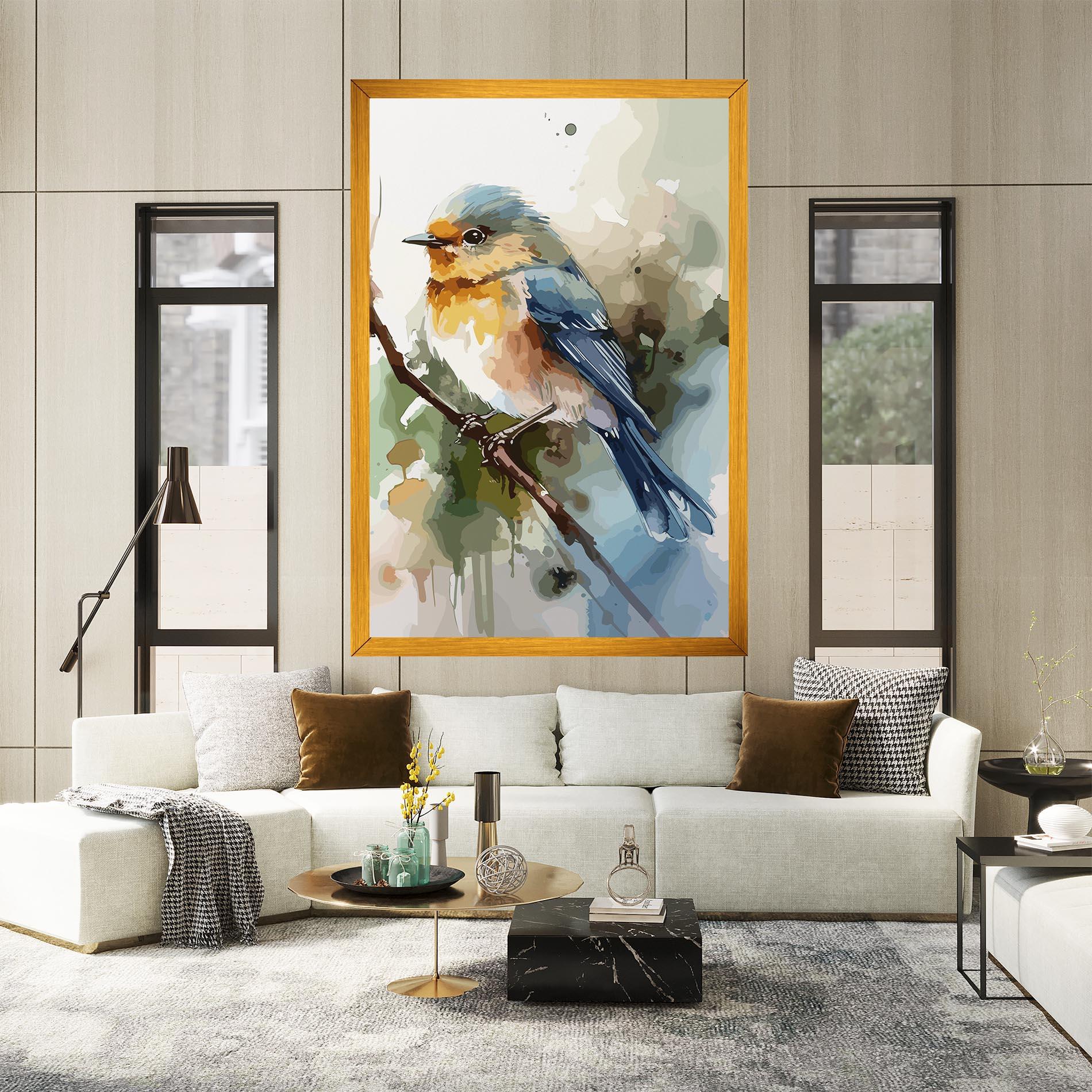 Tablou Canvas Blue Pretty Bird mockup 2