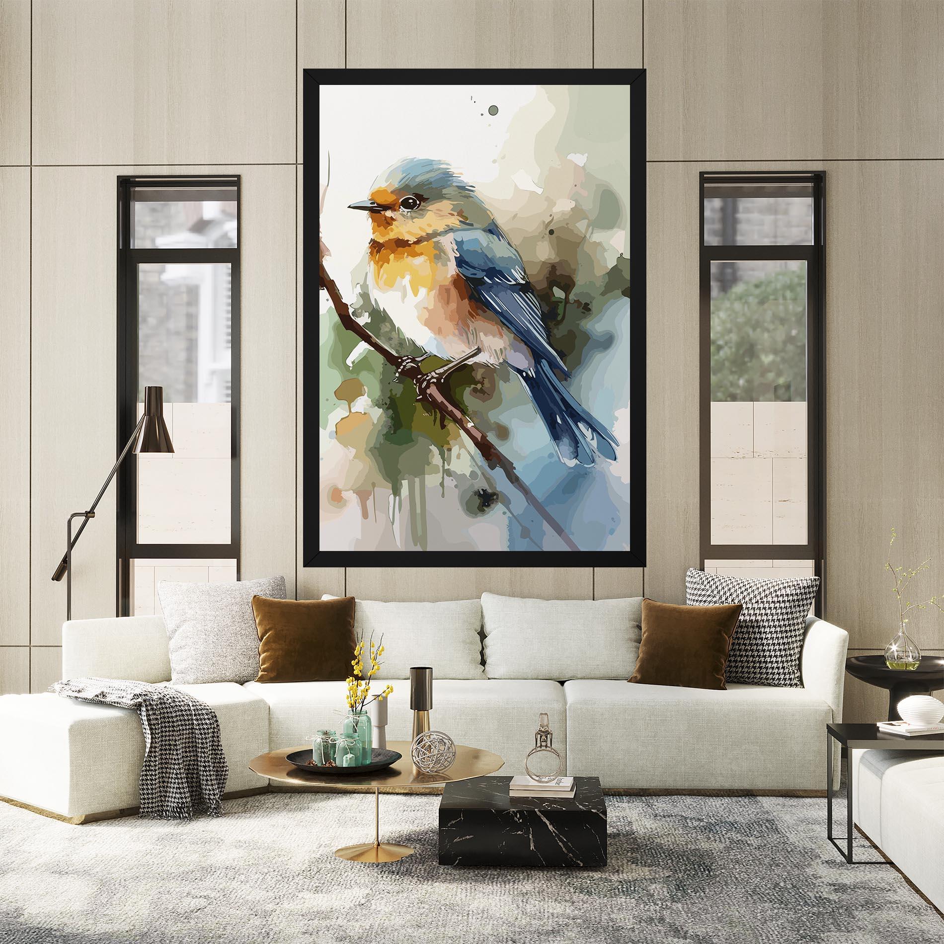 Tablou Canvas Blue Pretty Bird mockup 2