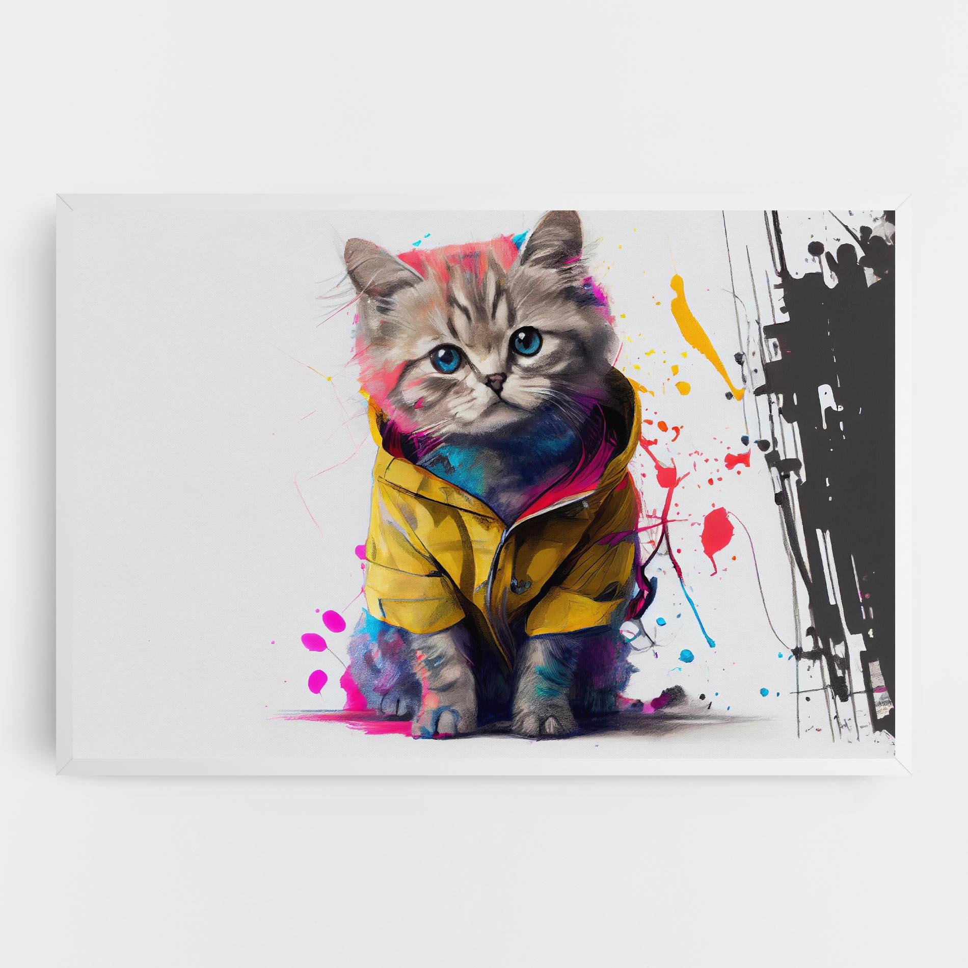Tablou Canvas Fluffy Kitten With Clothes mockup 0