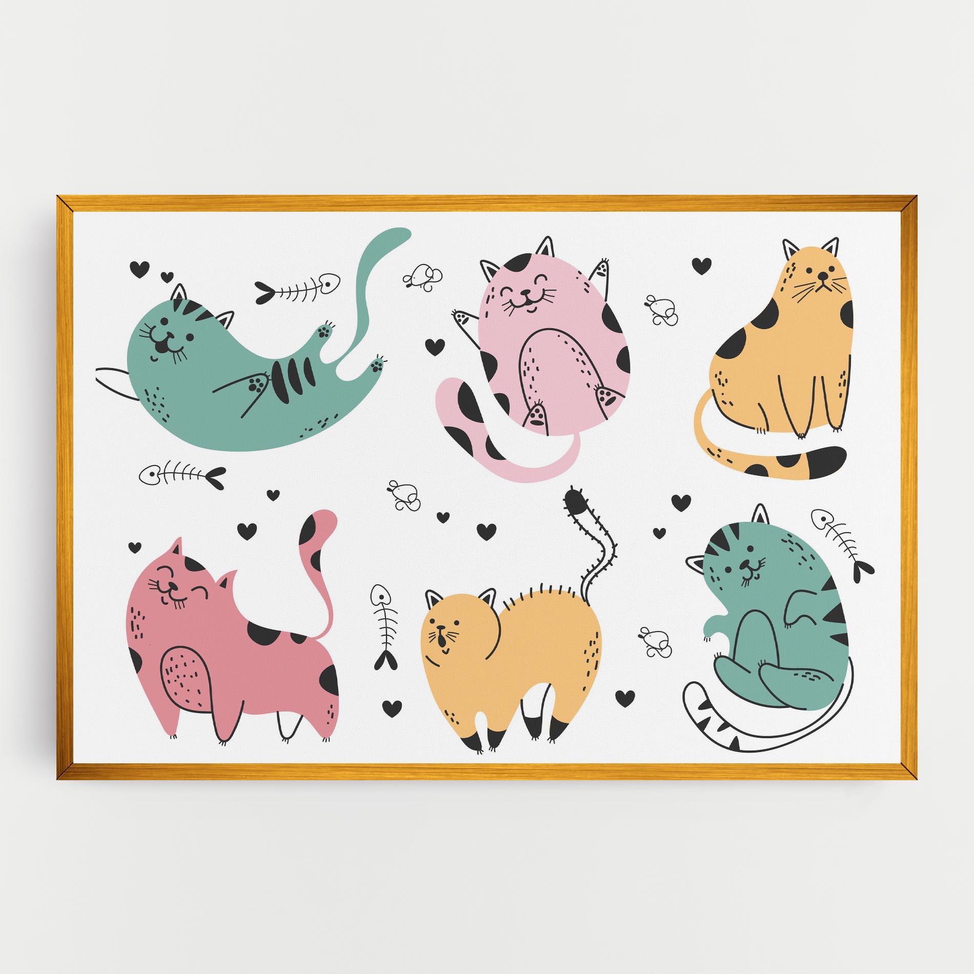 Tablou Canvas Doodle Cat mockup 0