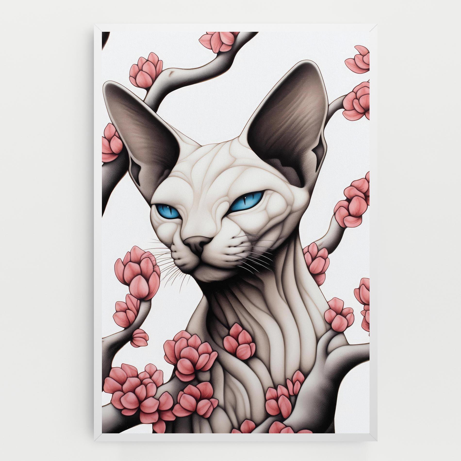 Tablou Canvas Blue Eyes Cat Drawing mockup 0