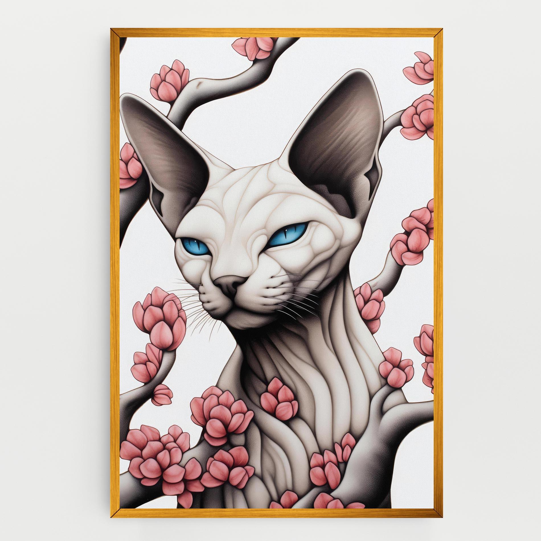 Tablou Canvas Blue Eyes Cat Drawing mockup 0