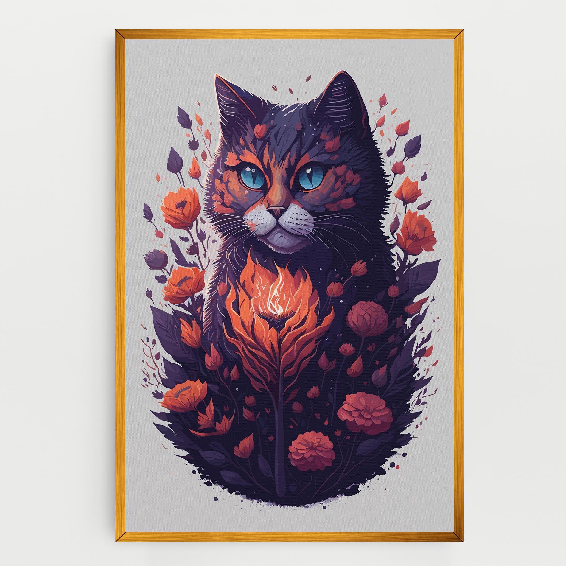Tablou Canvas Fire Cat mockup 0