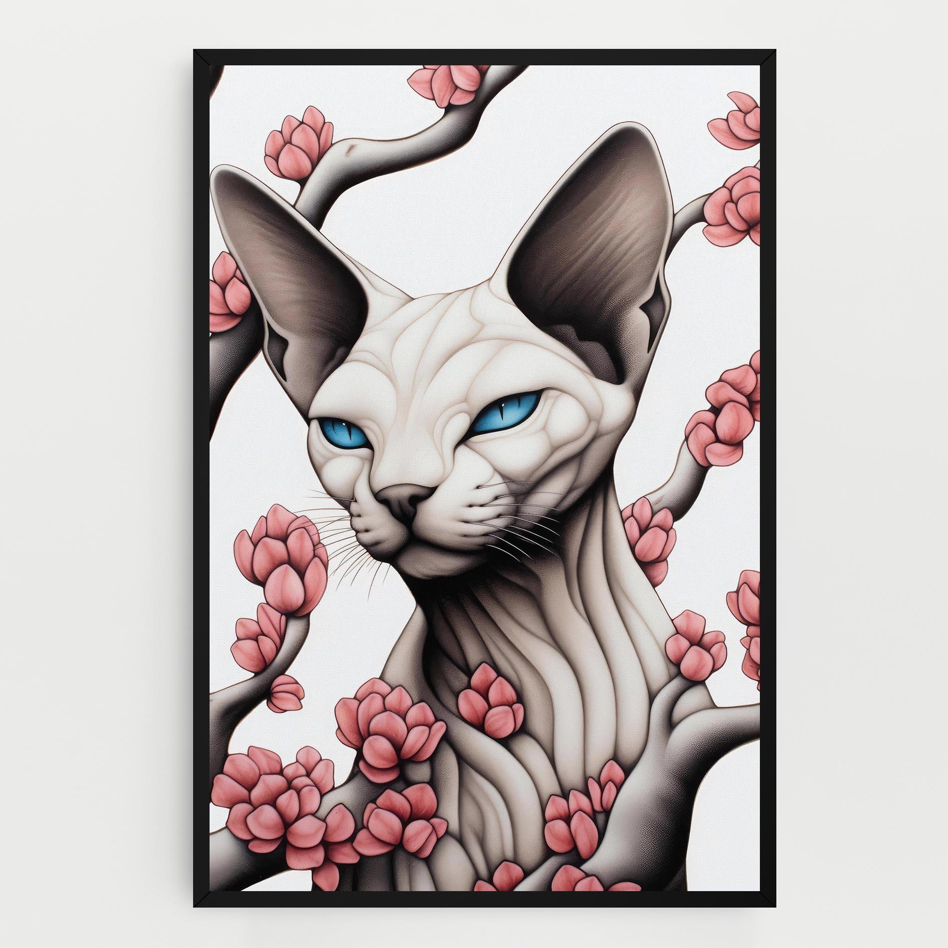 Tablou Canvas Blue Eyes Cat Drawing mockup 0