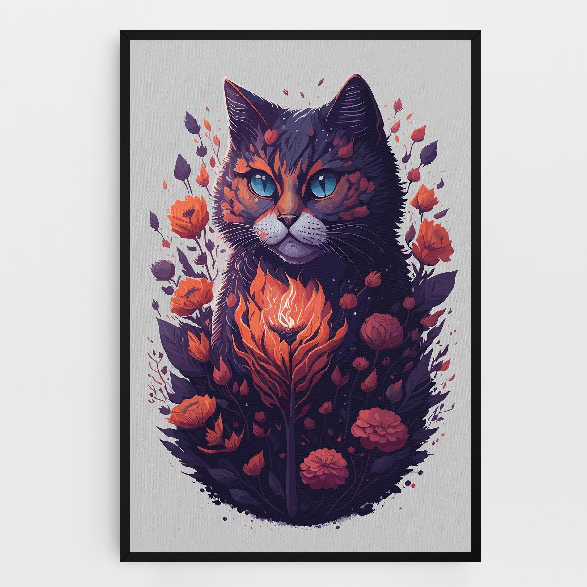 Tablou Canvas Fire Cat mockup 0