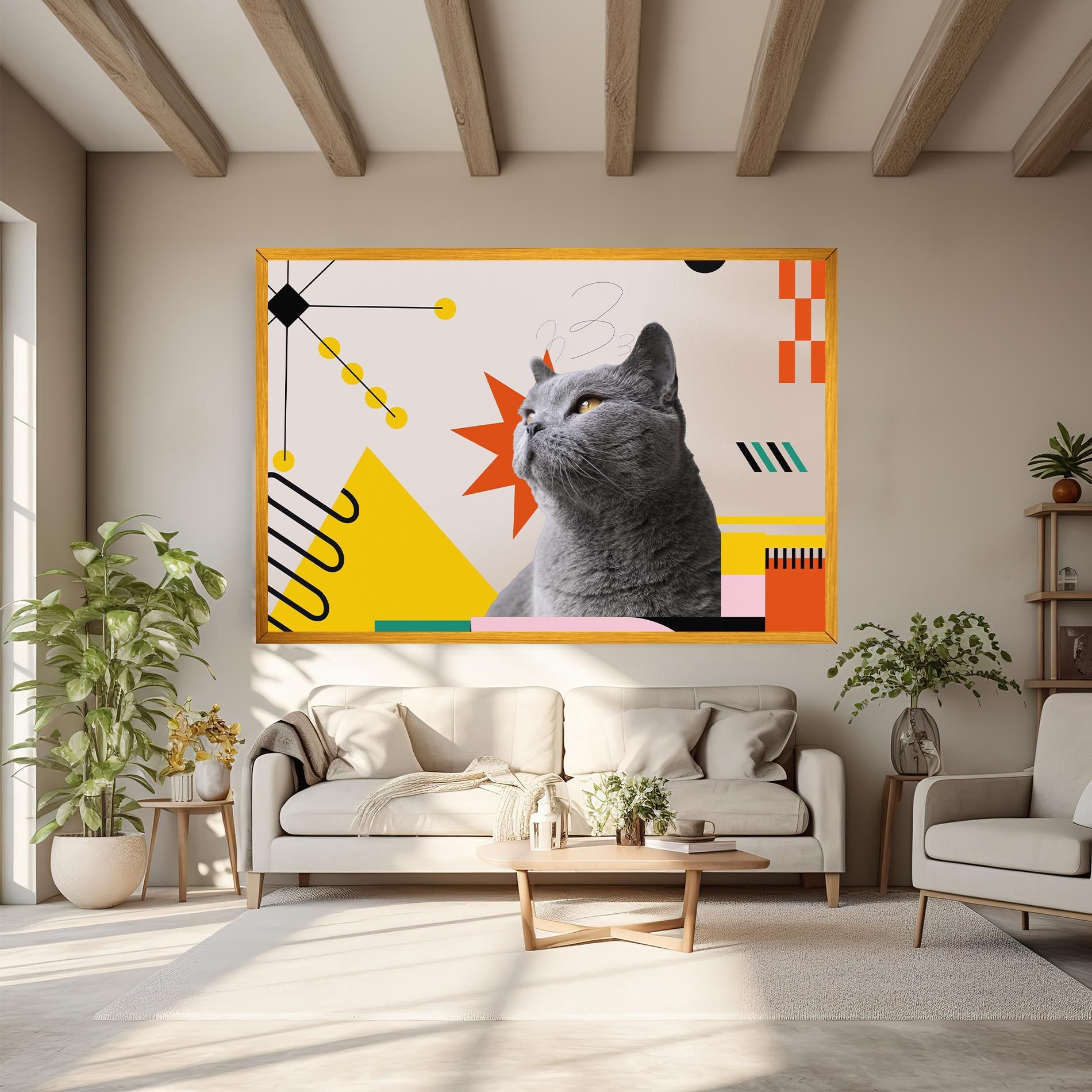 Colorful Graphic Cat mockup 6