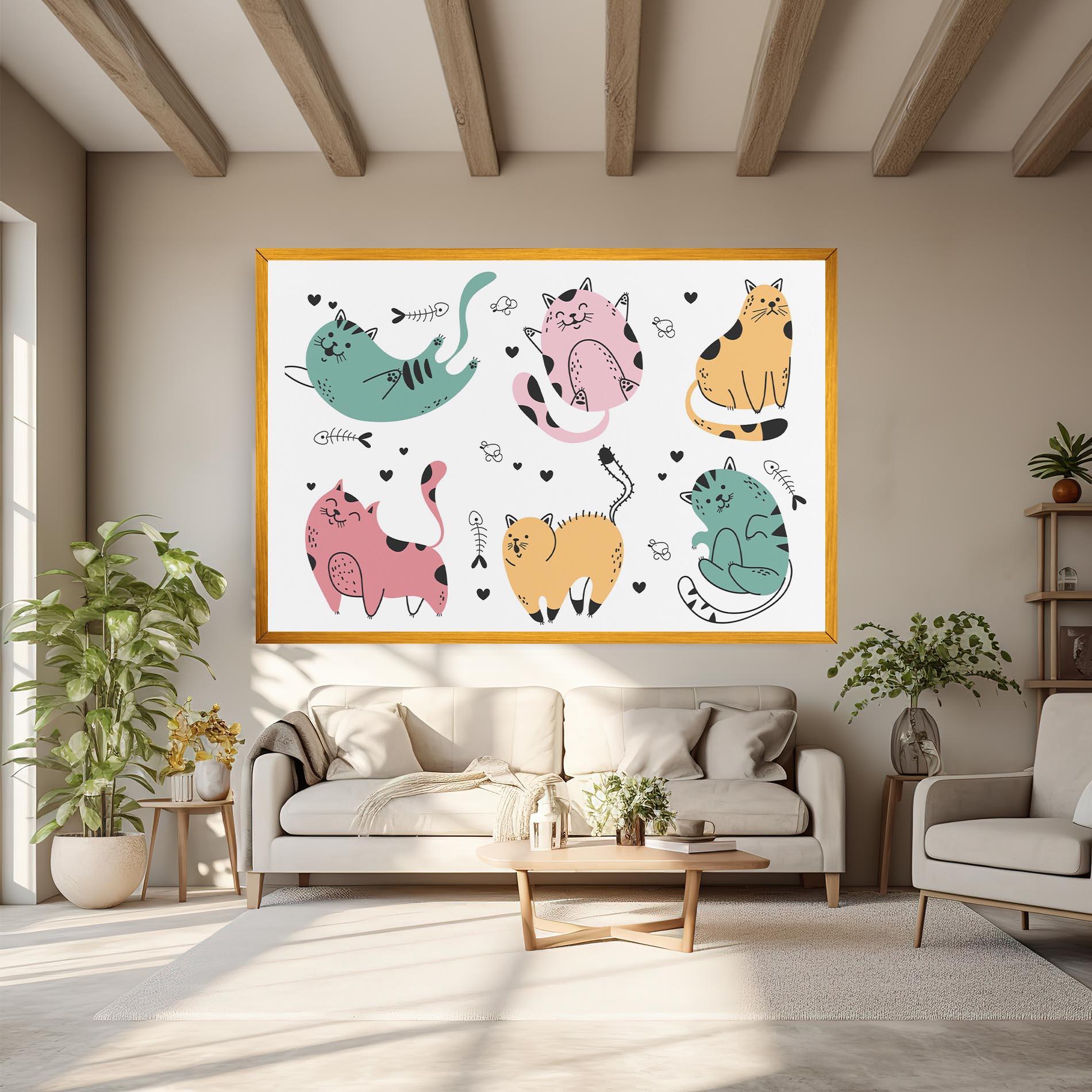 Tablou Canvas Doodle Cat mockup 6