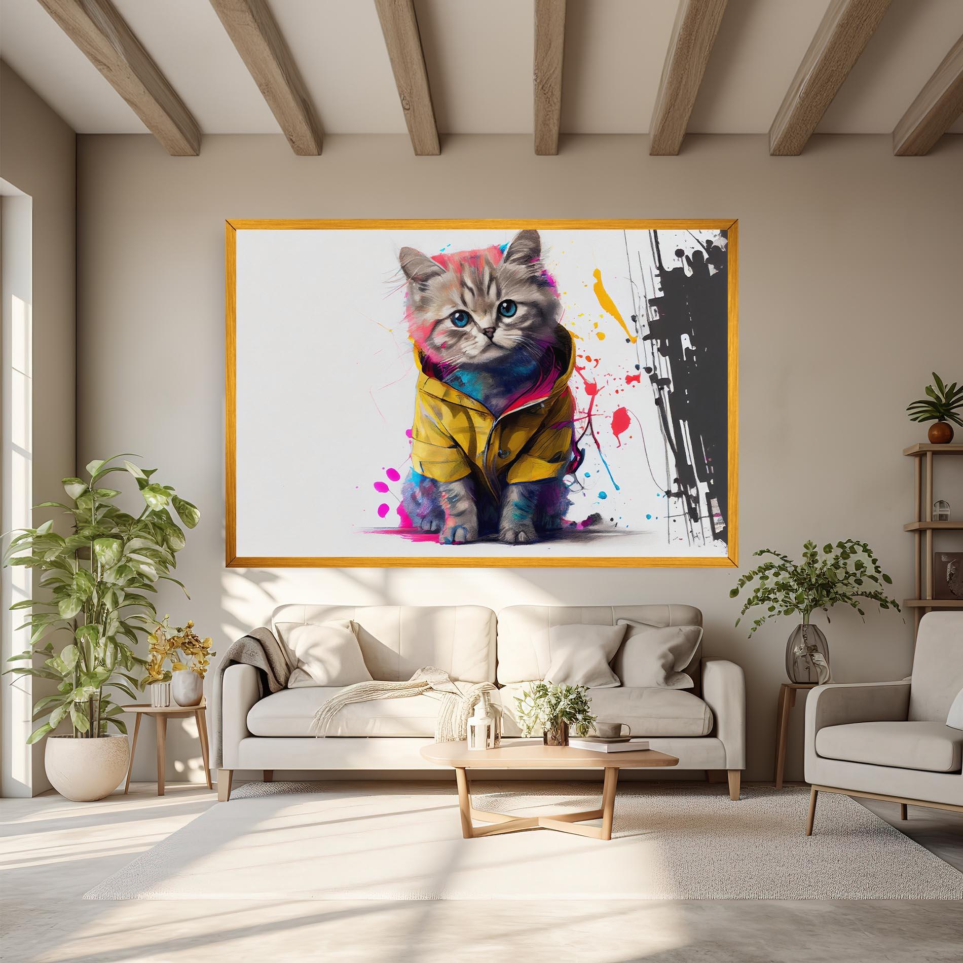 Tablou Canvas Fluffy Kitten With Clothes mockup 6