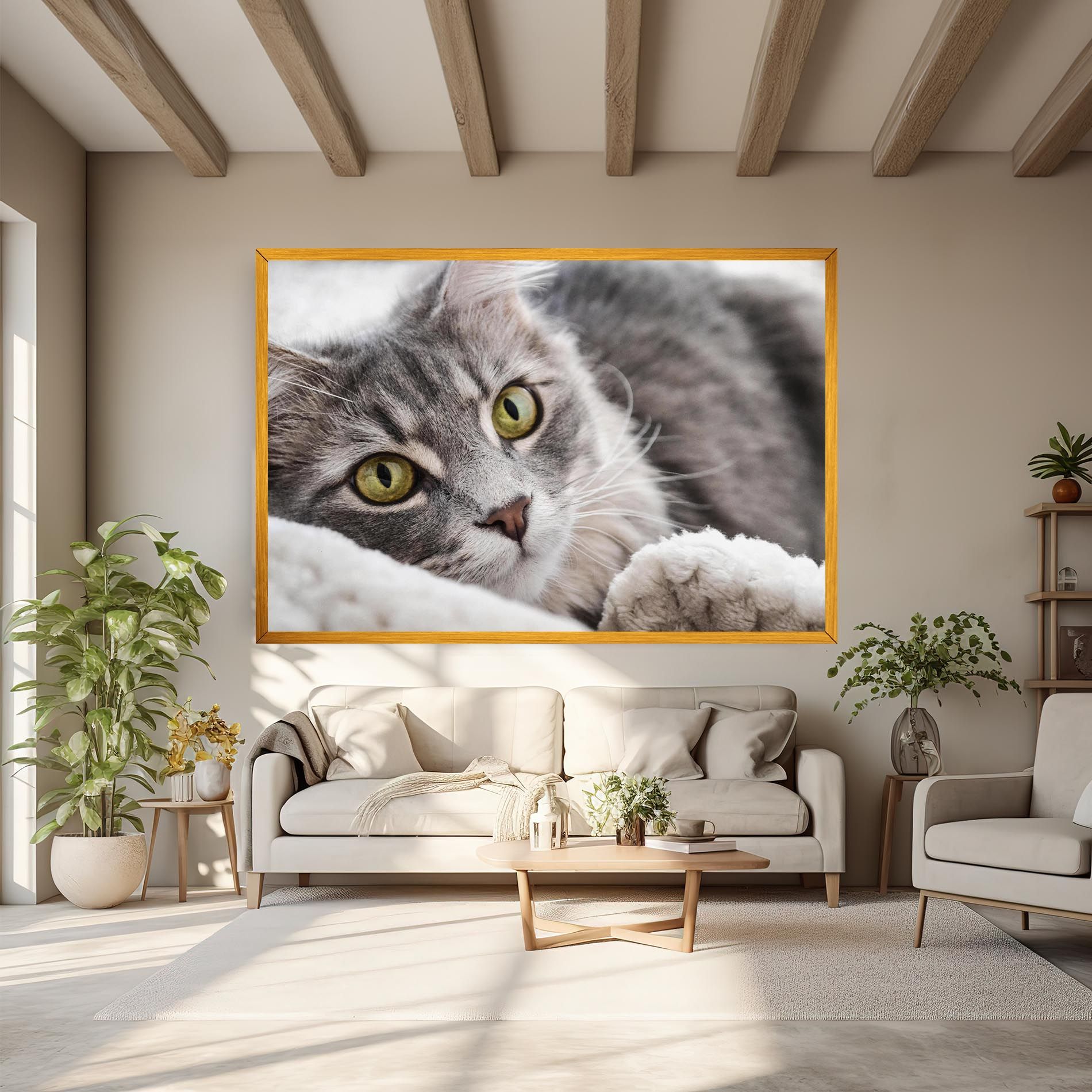 Grey Fluffy Cat mockup 6