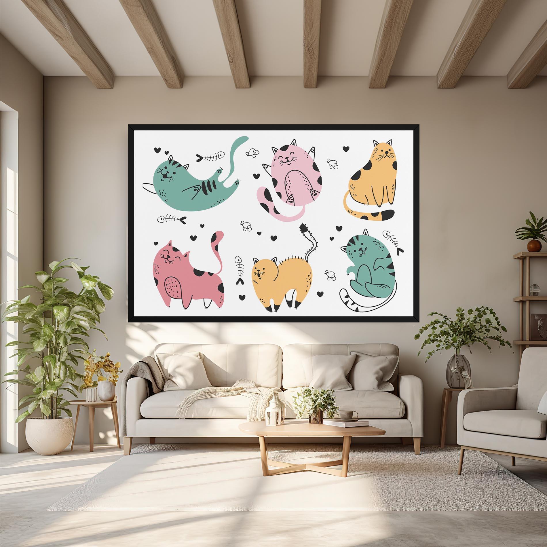 Tablou Canvas Doodle Cat mockup 6