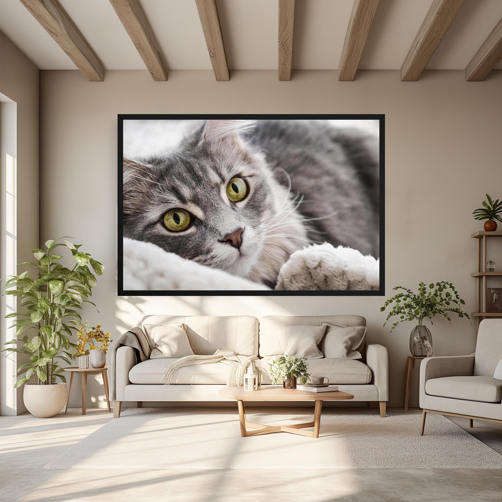 Tablou Canvas Grey Fluffy Cat mockup 6
