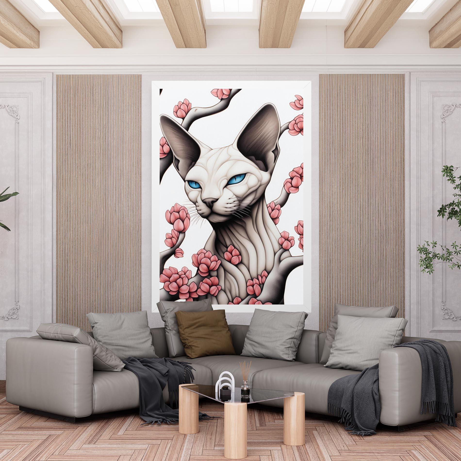 Tablou Canvas Blue Eyes Cat Drawing mockup 6