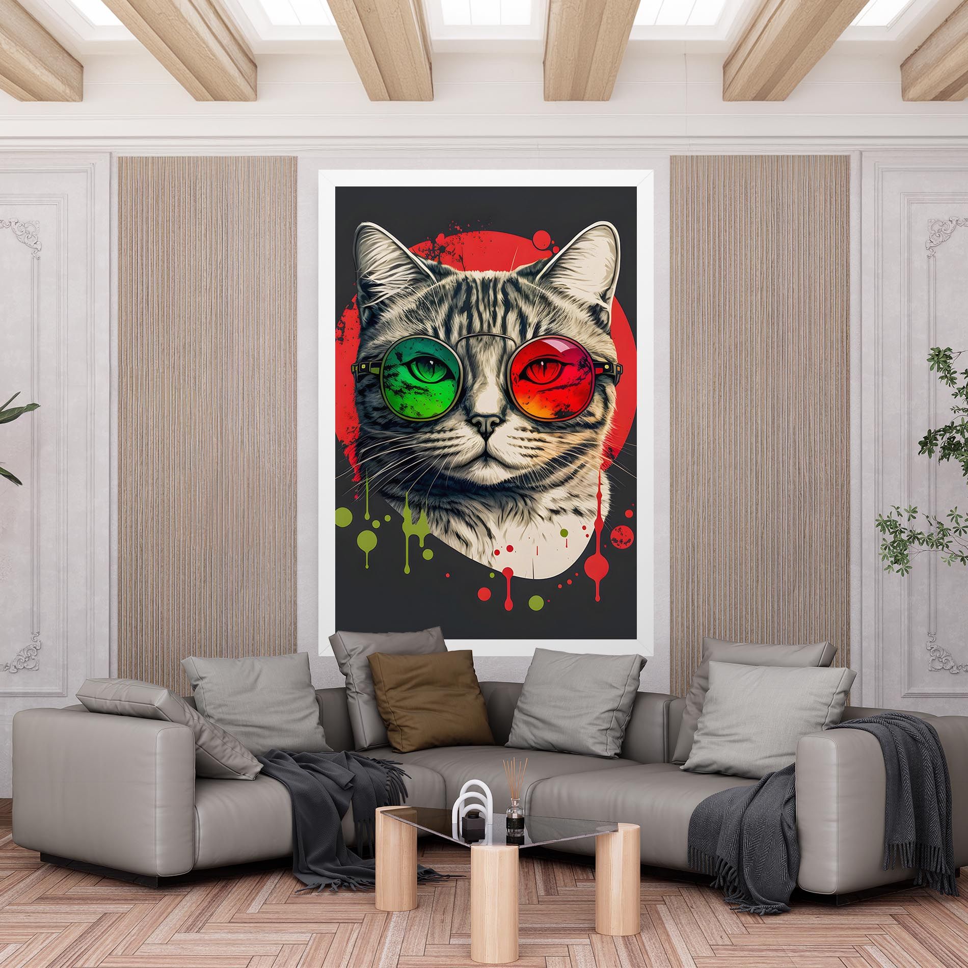 Green Red Glasses Cat mockup 6