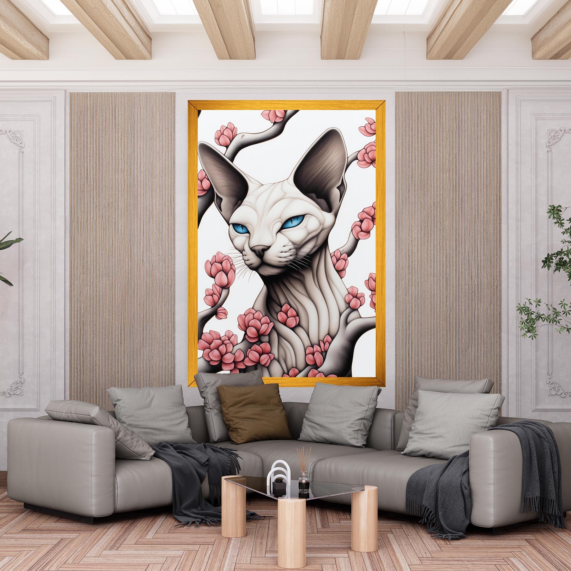 Tablou Canvas Blue Eyes Cat Drawing mockup 6