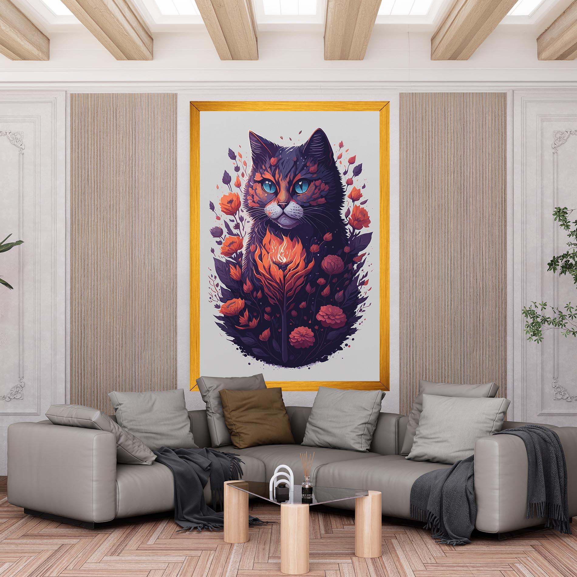 Tablou Canvas Fire Cat mockup 6
