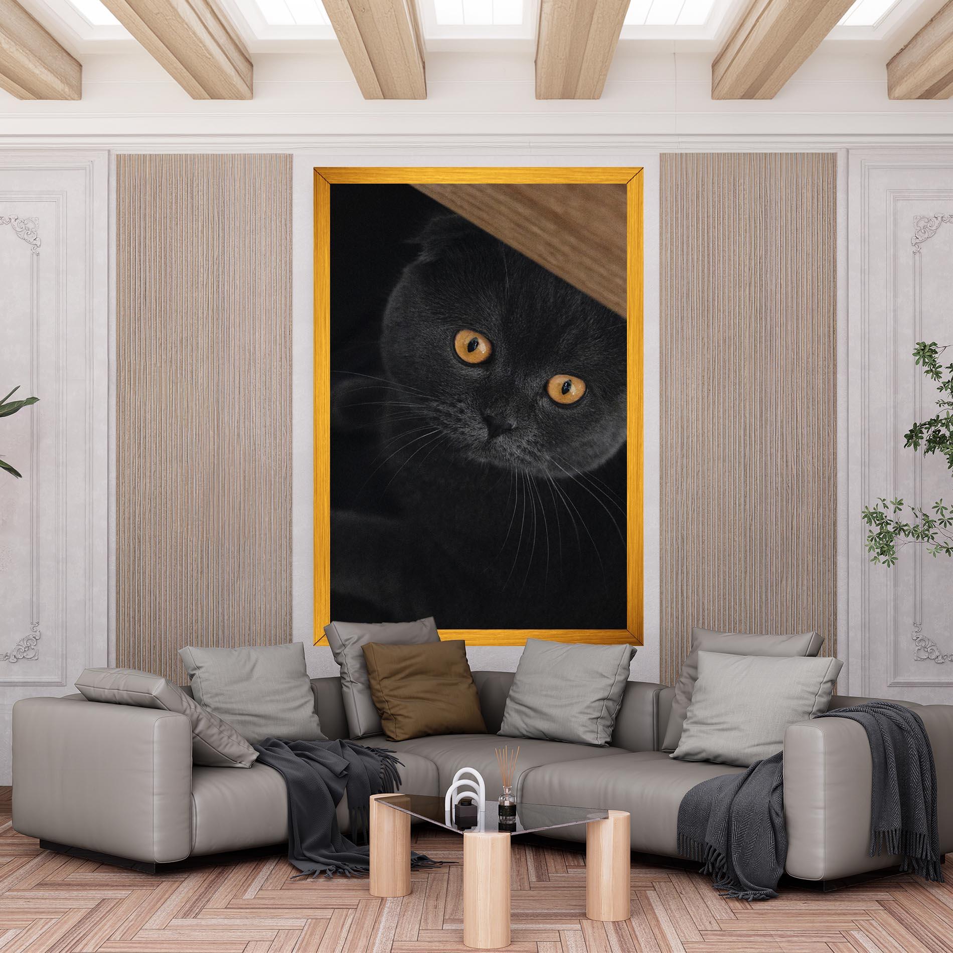 Tablou Canvas Grey Cat With Orange Eyes mockup 6