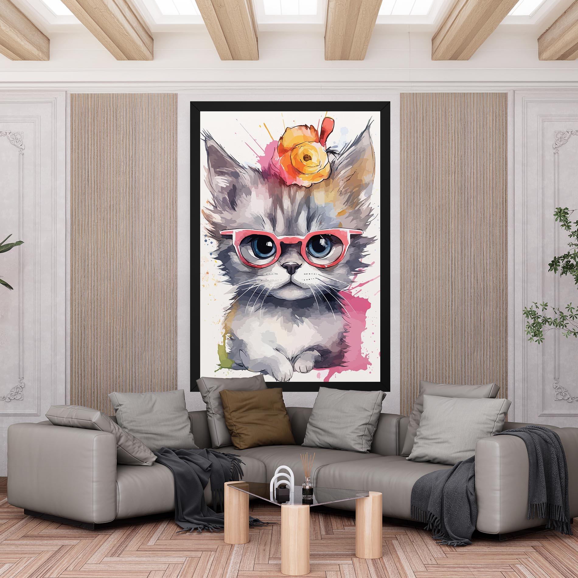 Tablou Canvas Adorable Grey Cat mockup 6