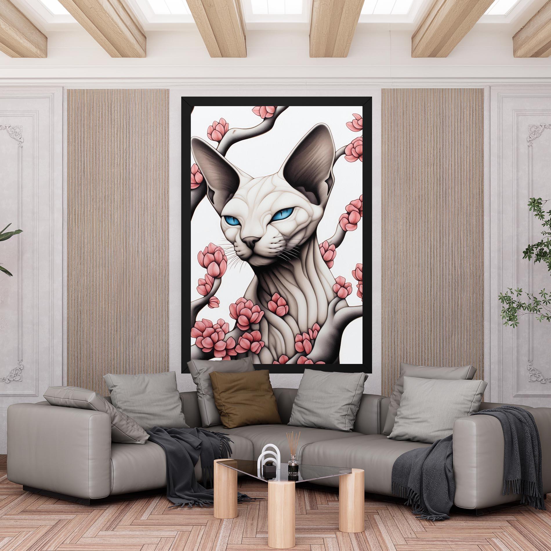 Tablou Canvas Blue Eyes Cat Drawing mockup 6