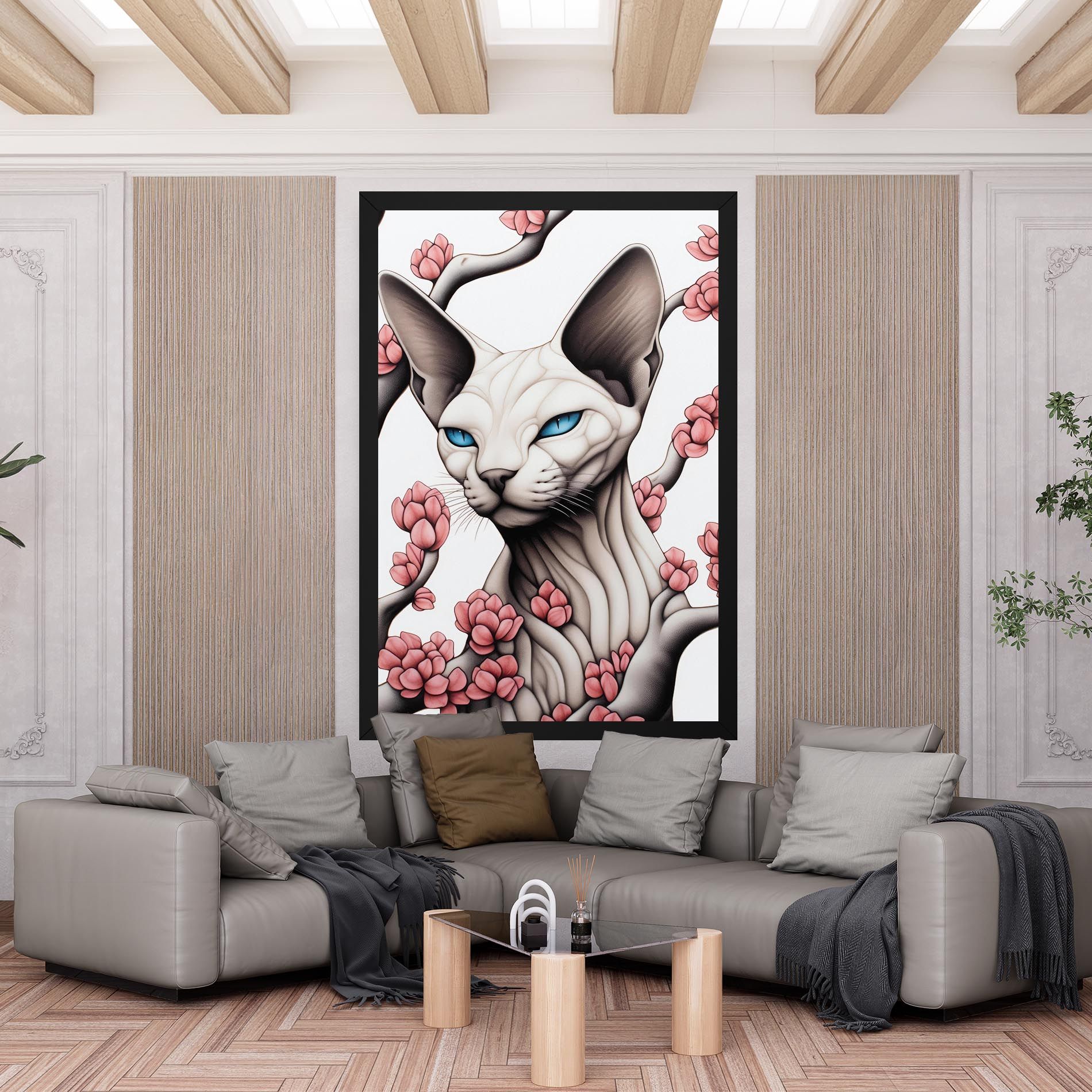 Blue Eyes Cat Drawing mockup 6