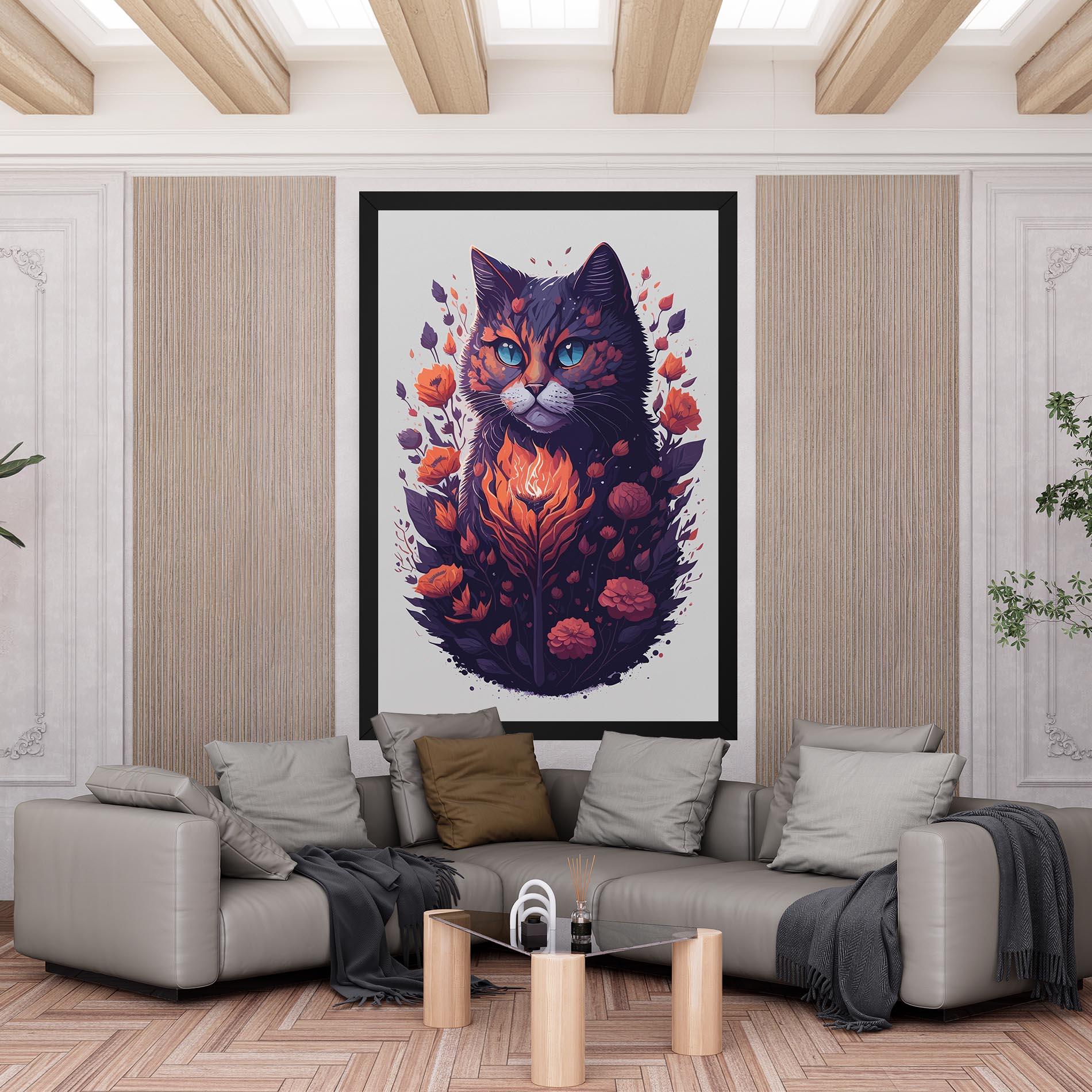 Tablou Canvas Fire Cat mockup 6