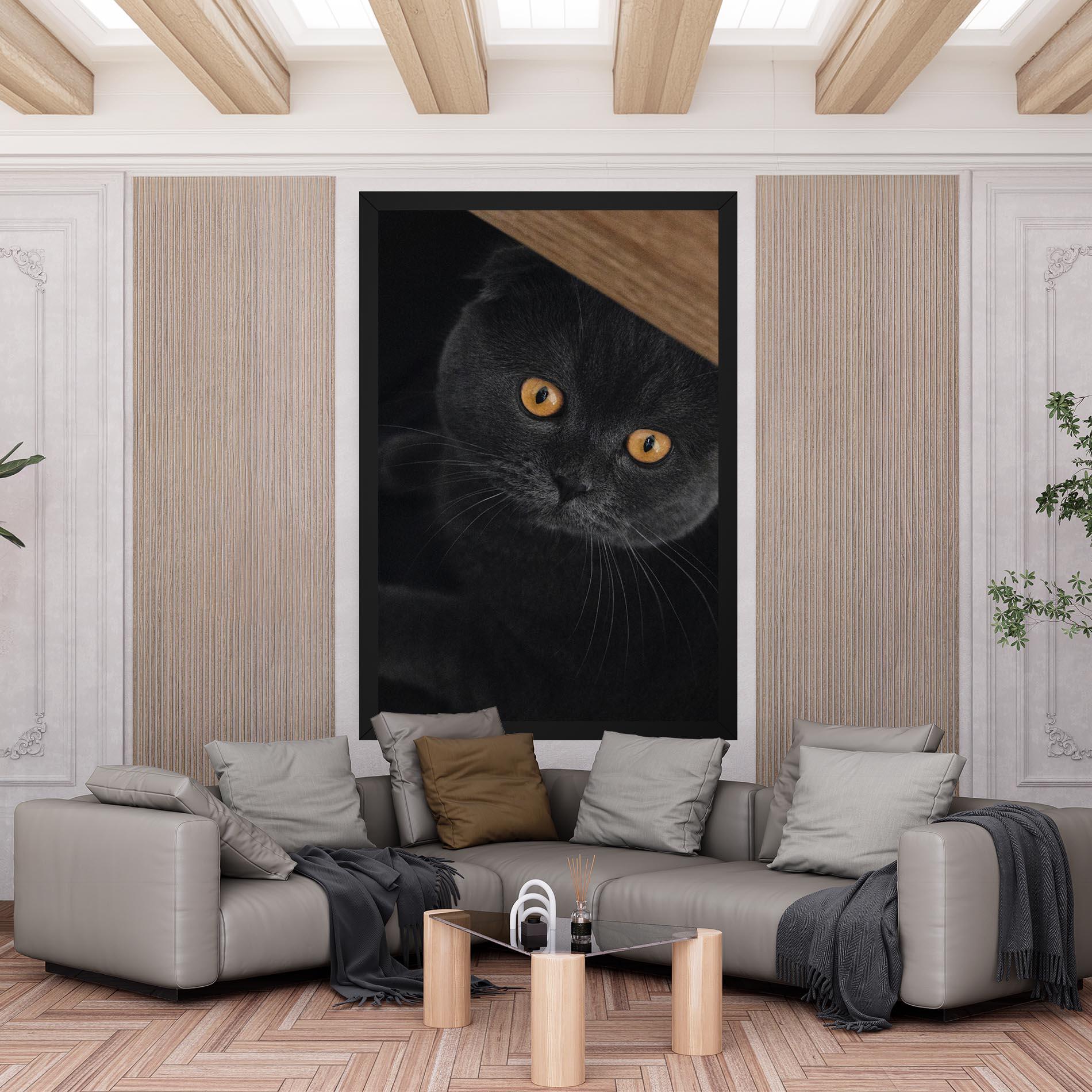 Tablou Canvas Grey Cat With Orange Eyes mockup 6
