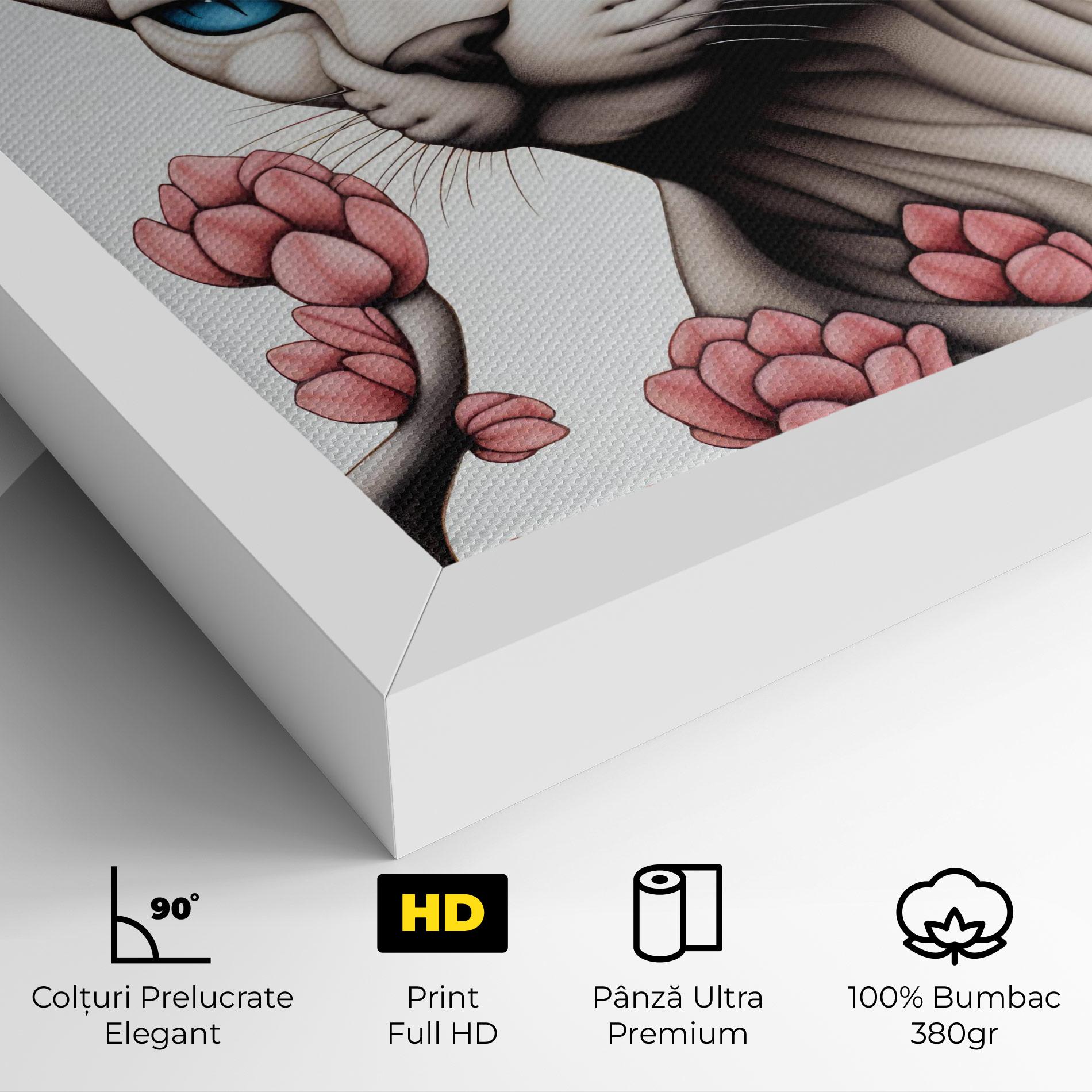 Tablou Canvas Blue Eyes Cat Drawing mockup 4