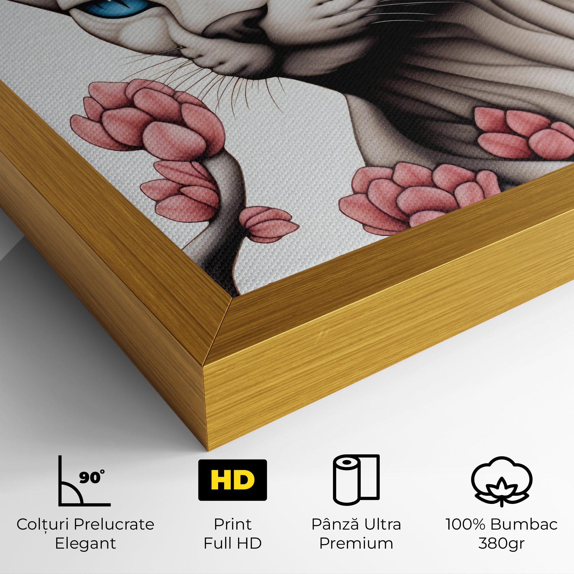 Tablou Canvas Blue Eyes Cat Drawing mockup 4
