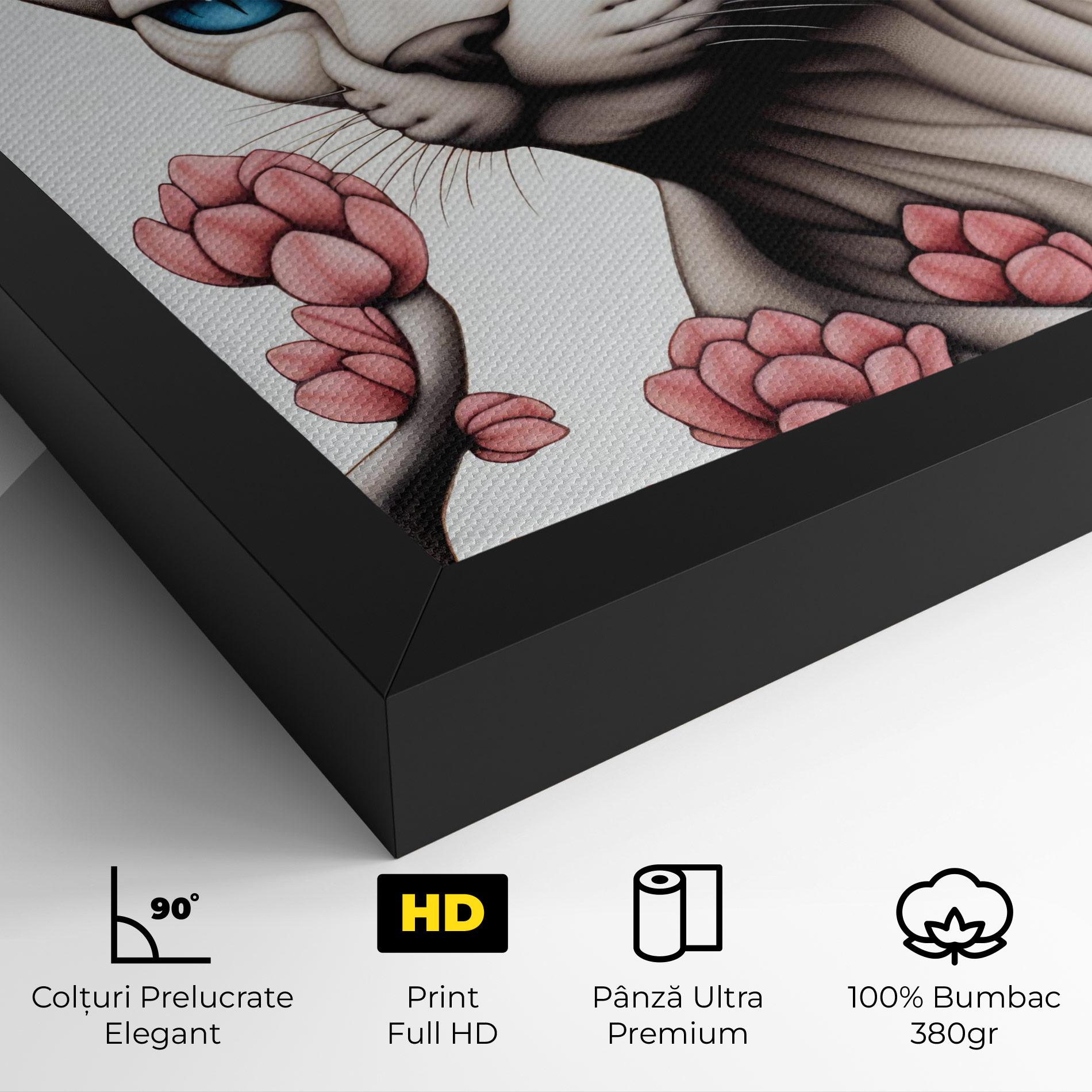 Tablou Canvas Blue Eyes Cat Drawing mockup 4