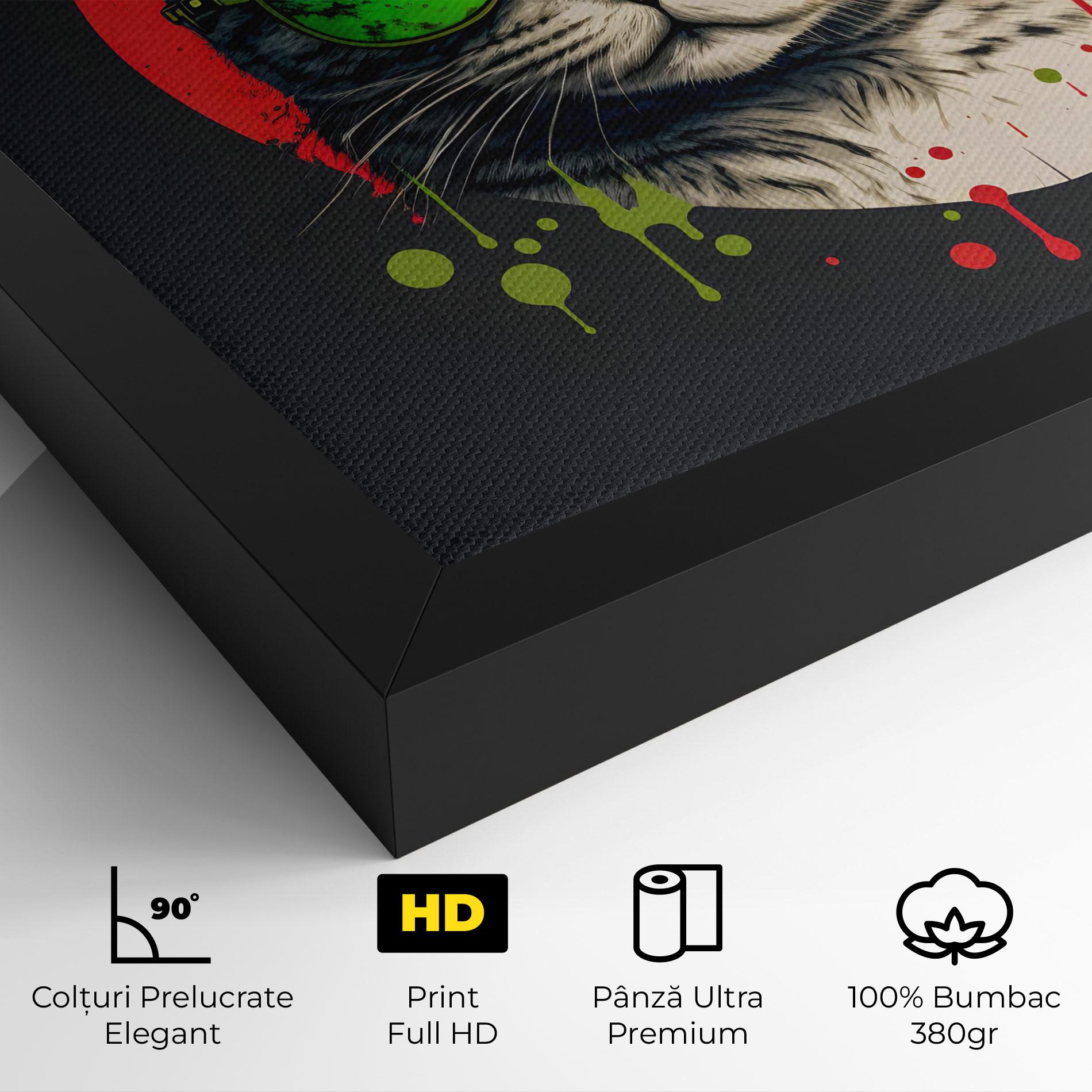 Tablou Canvas Green Red Glasses Cat mockup 4