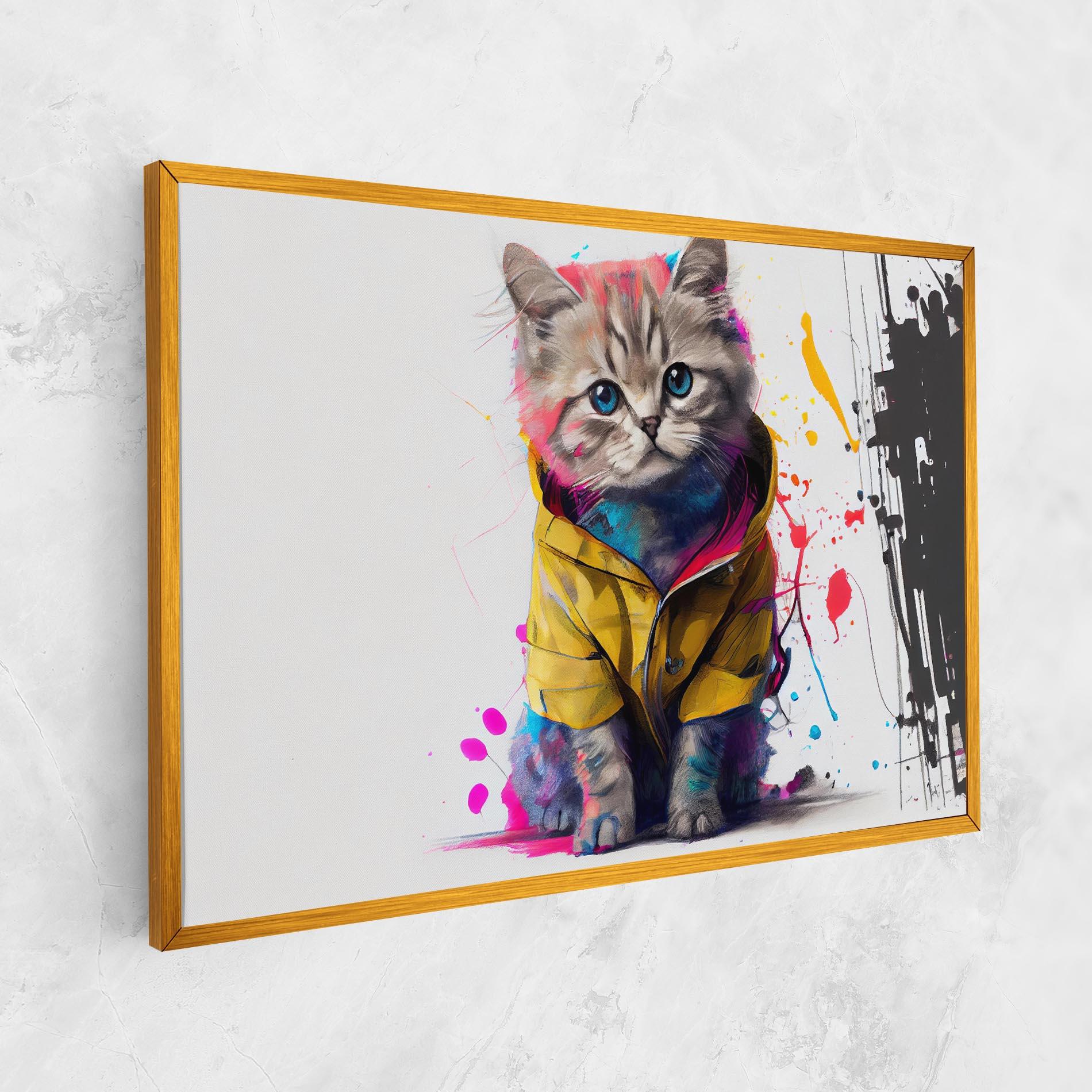 Tablou Canvas Fluffy Kitten With Clothes mockup 1