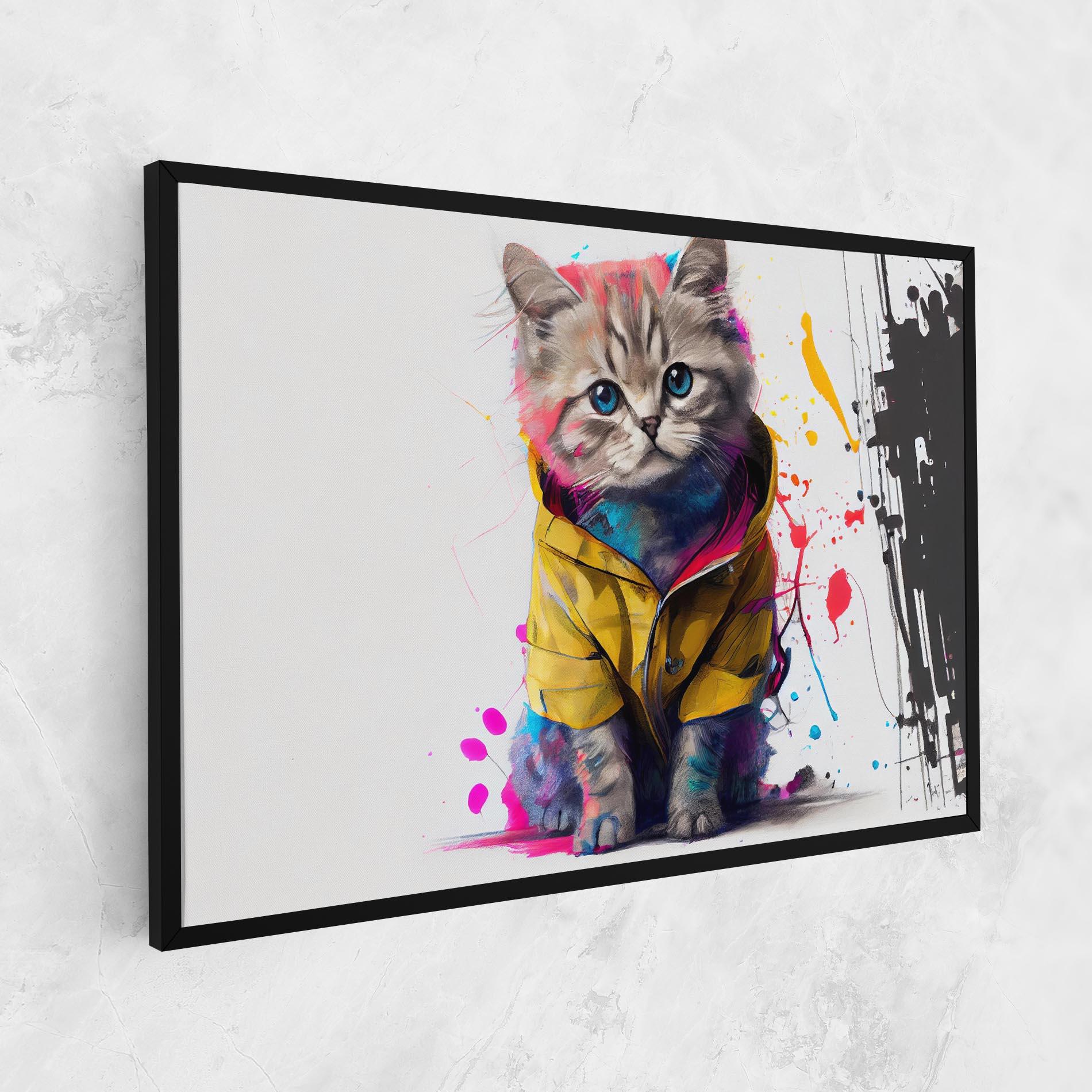 Tablou Canvas Fluffy Kitten With Clothes mockup 1