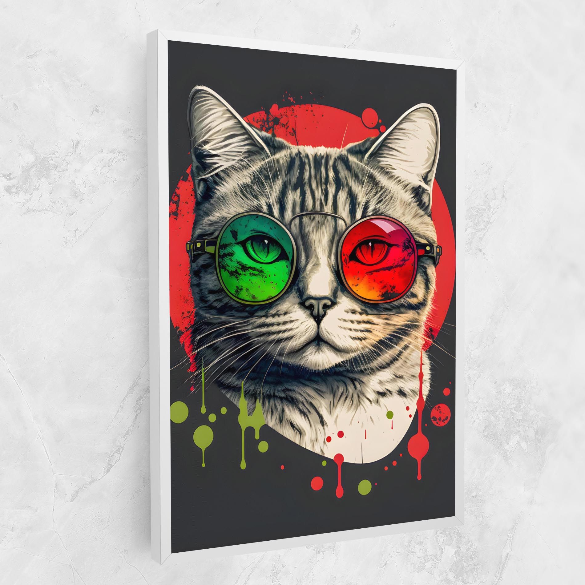 Green Red Glasses Cat mockup 1