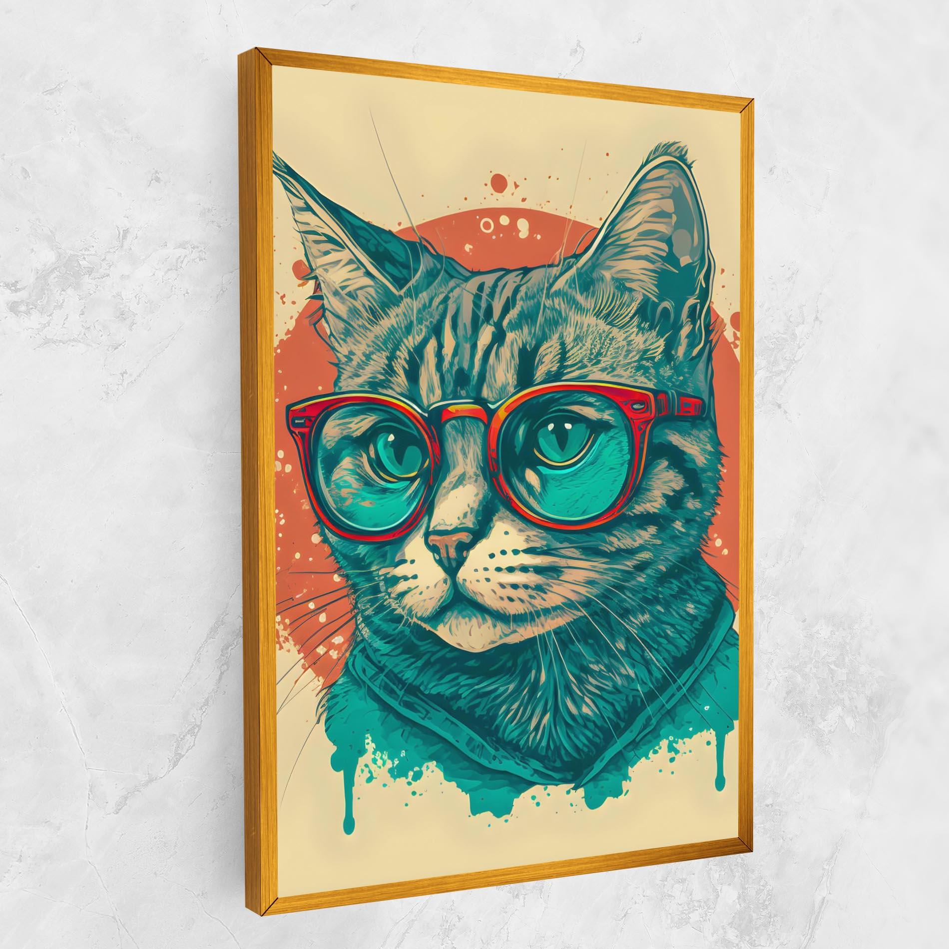 Tablou Canvas Red Glasses Cat mockup 1