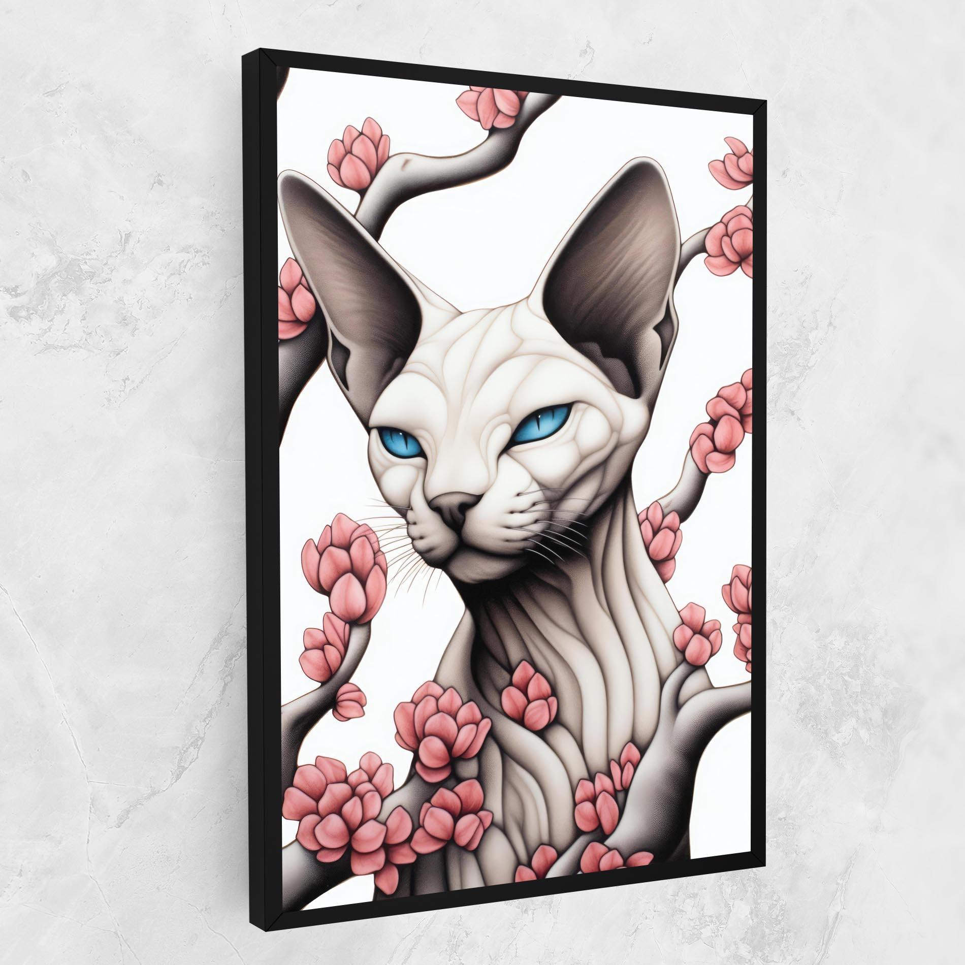 Tablou Canvas Blue Eyes Cat Drawing mockup 1