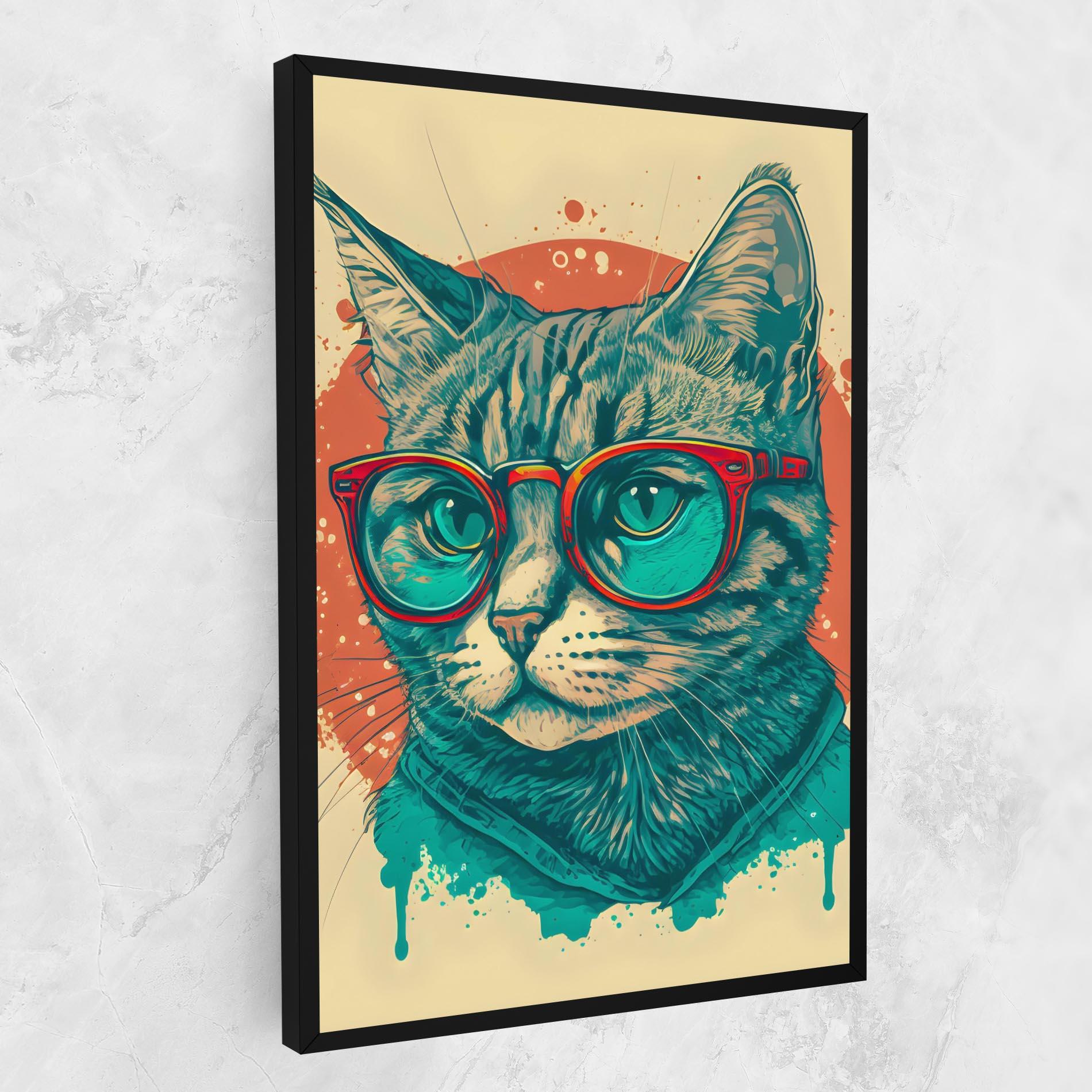 Tablou Canvas Red Glasses Cat mockup 1