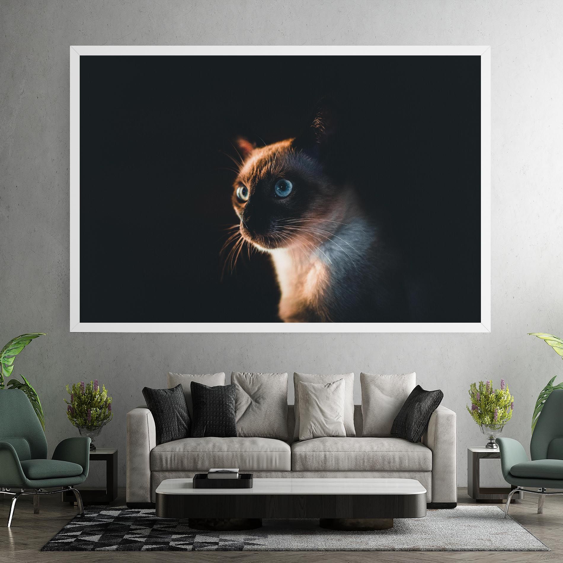 Blue Eyes Cat In Dark mockup 7