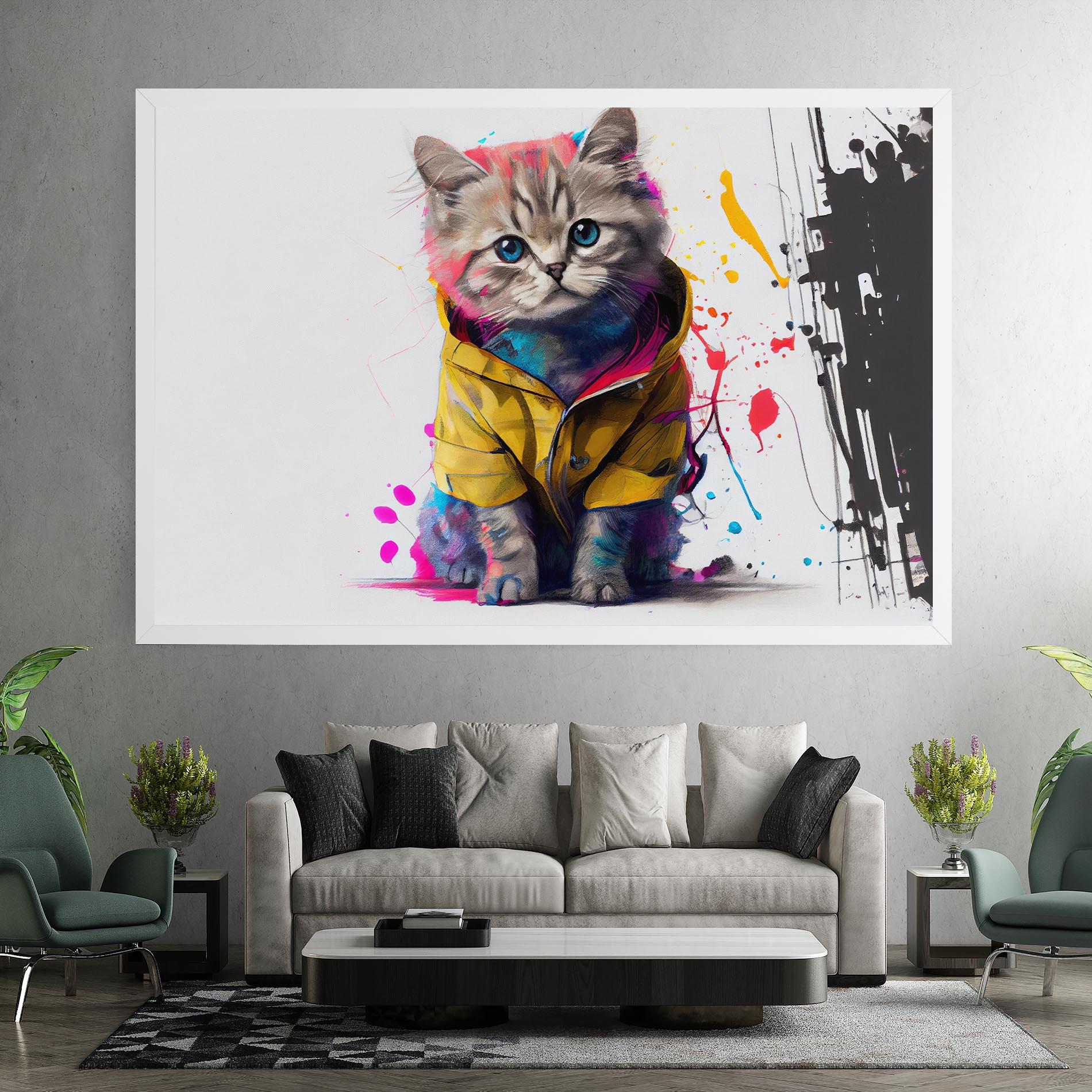Tablou Canvas Fluffy Kitten With Clothes mockup 7