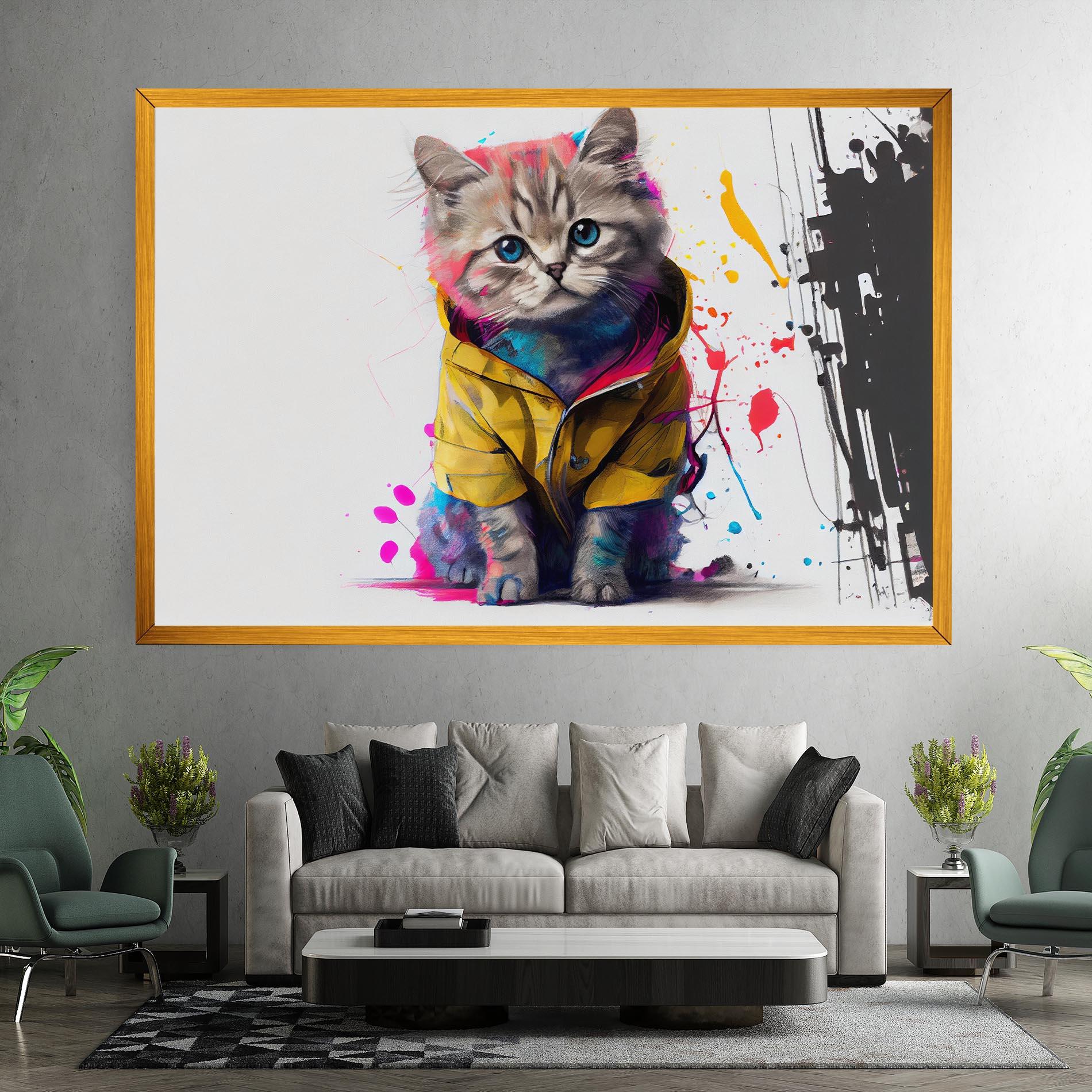 Tablou Canvas Fluffy Kitten With Clothes mockup 7