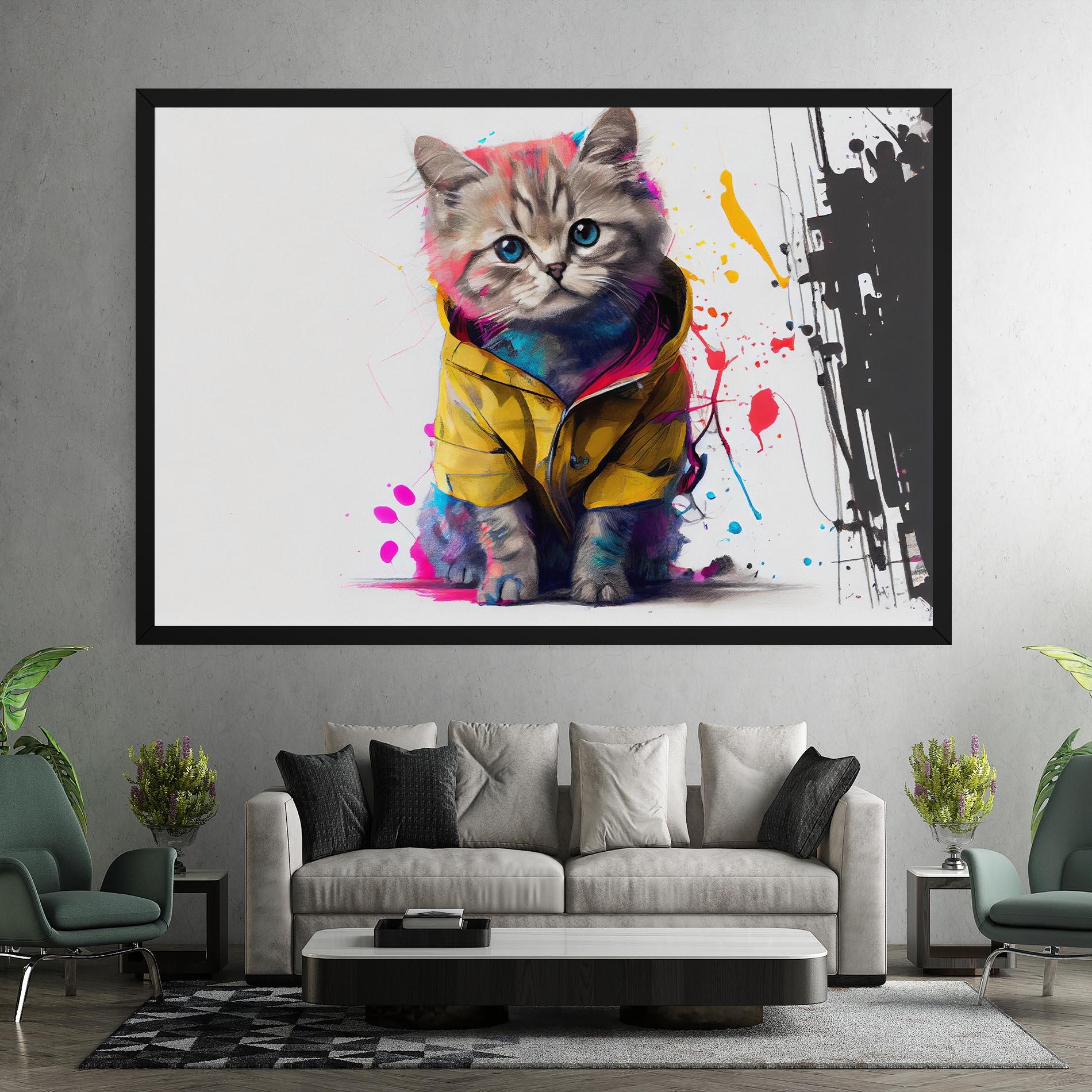 Tablou Canvas Fluffy Kitten With Clothes mockup 7