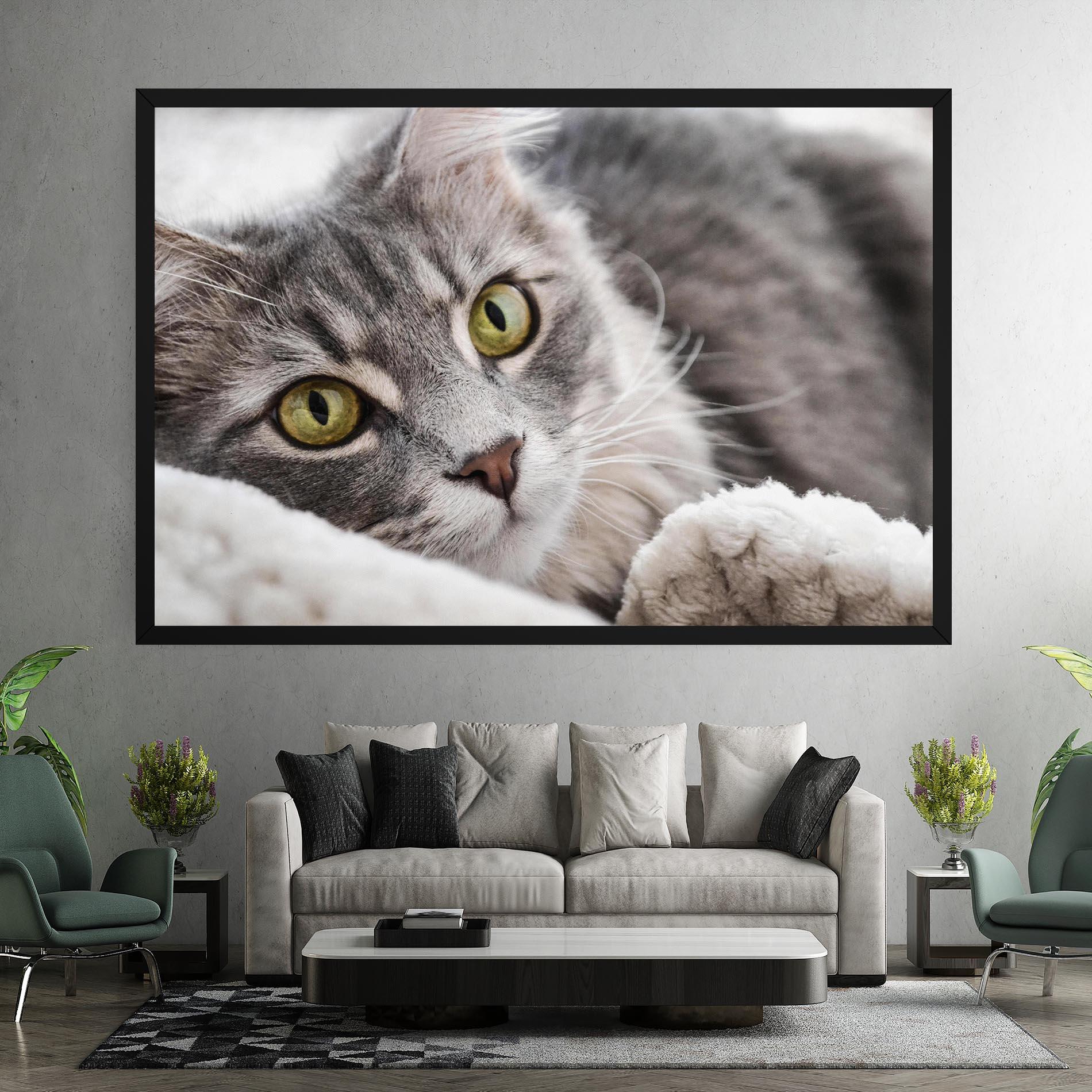 Tablou Canvas Grey Fluffy Cat mockup 7