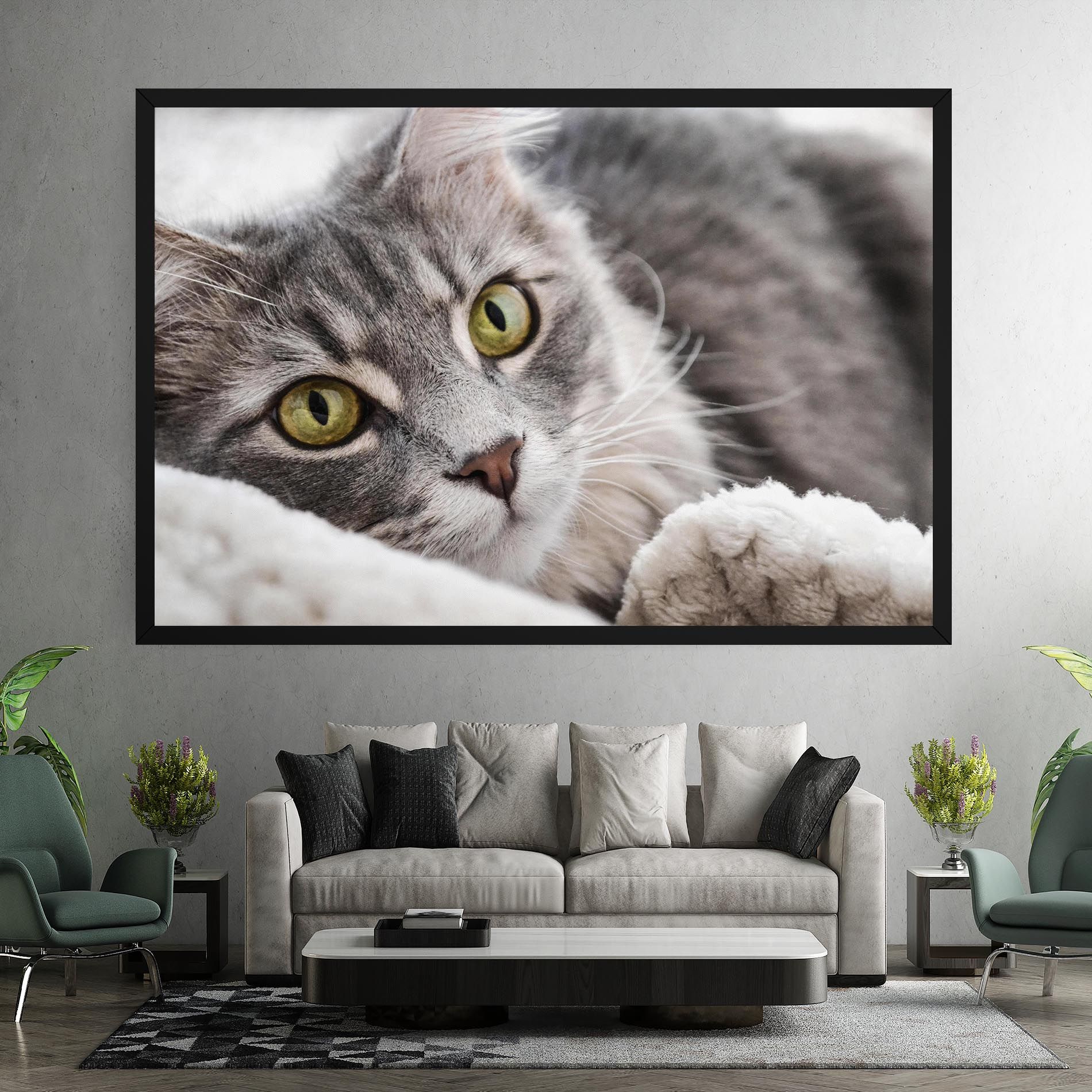 Grey Fluffy Cat mockup 7