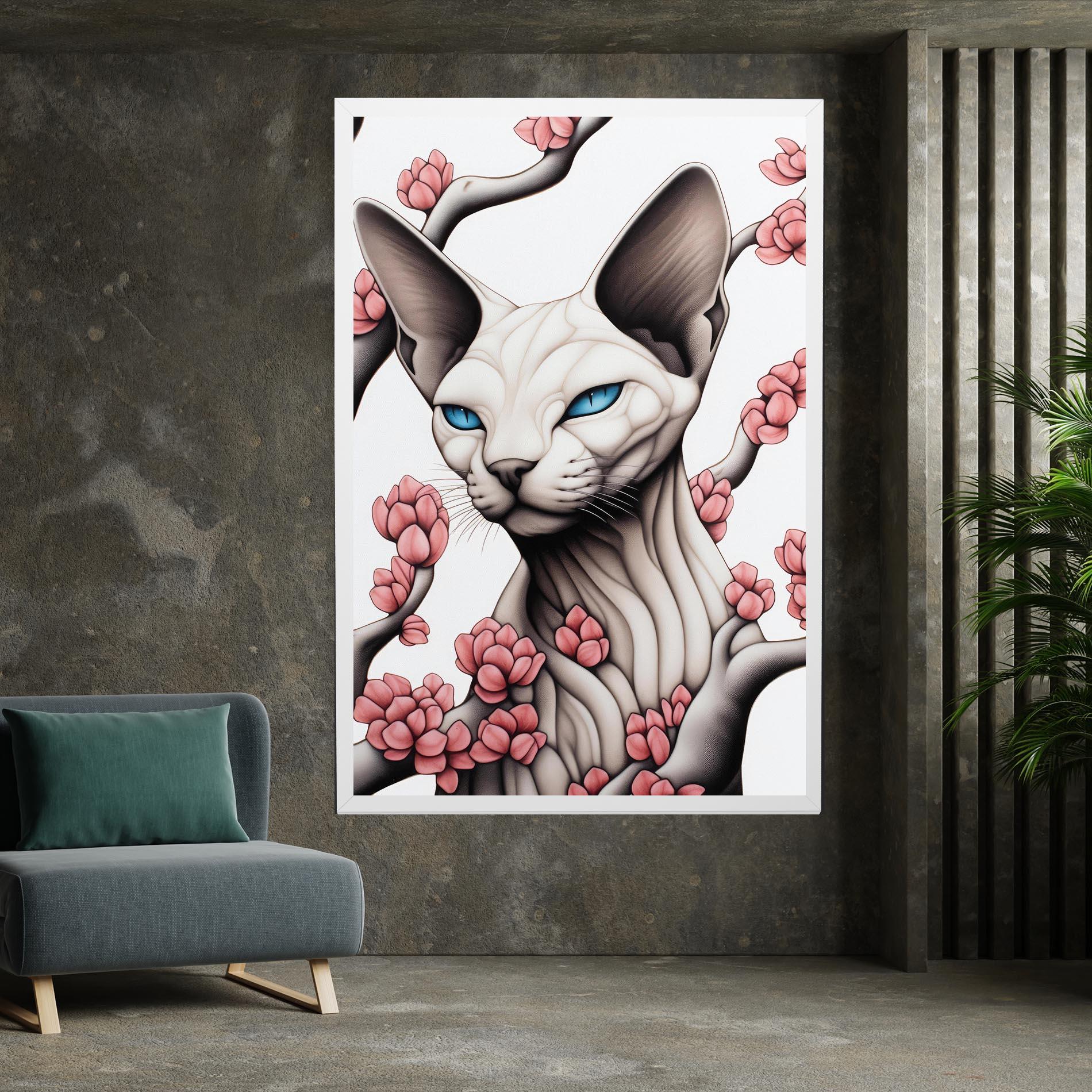 Tablou Canvas Blue Eyes Cat Drawing mockup 7