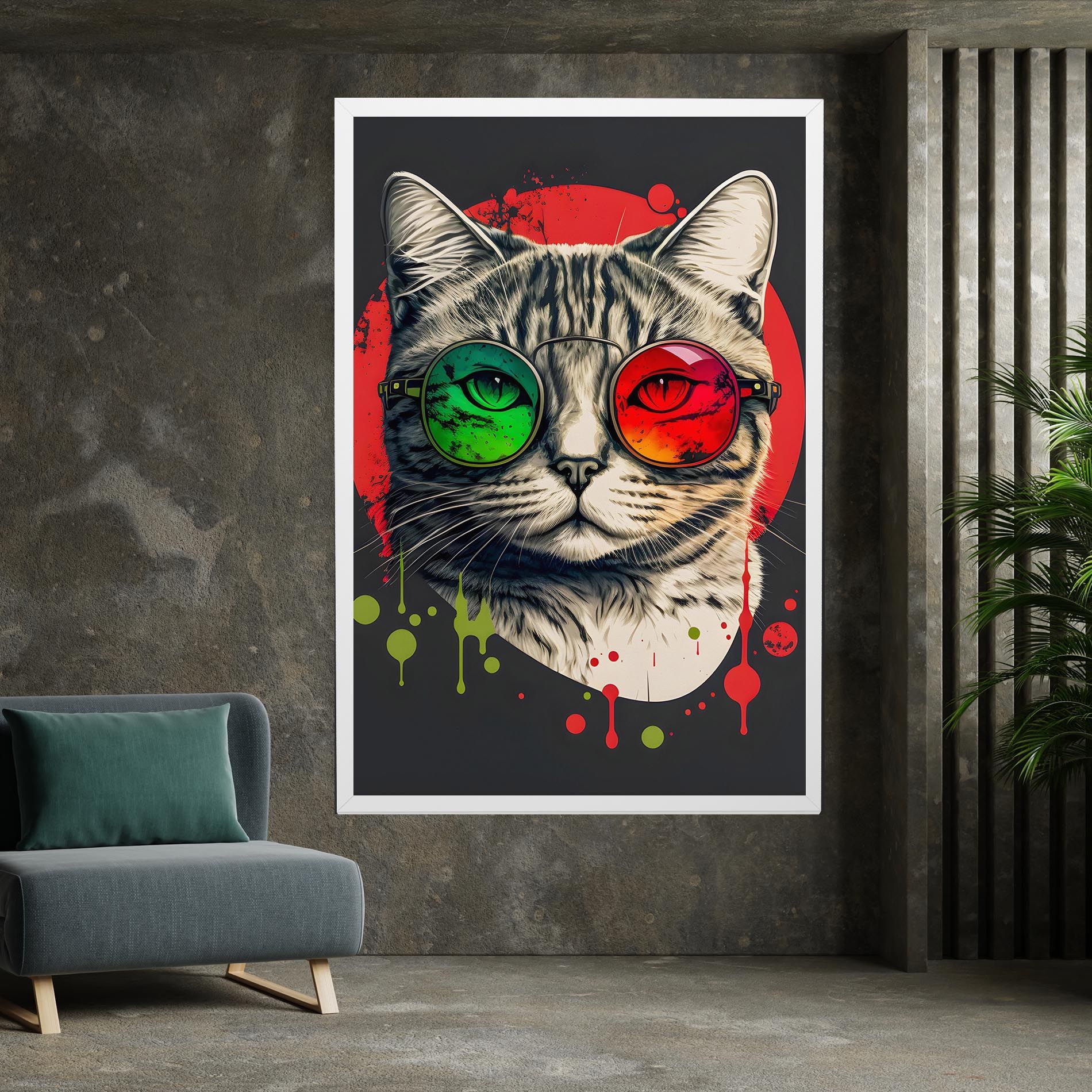 Green Red Glasses Cat mockup 7