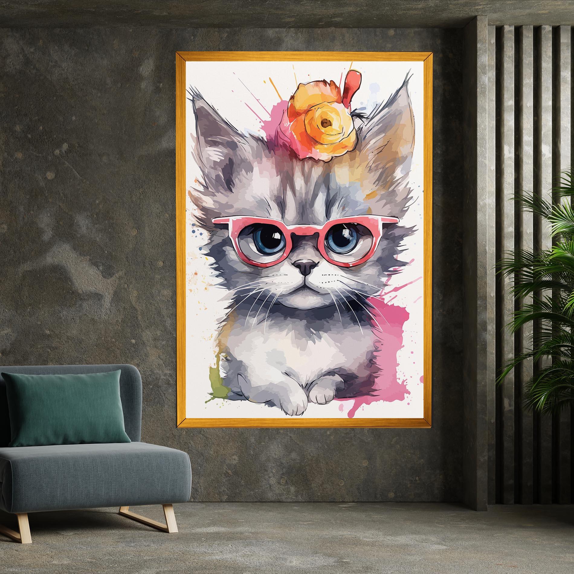 Tablou Canvas Adorable Grey Cat mockup 7