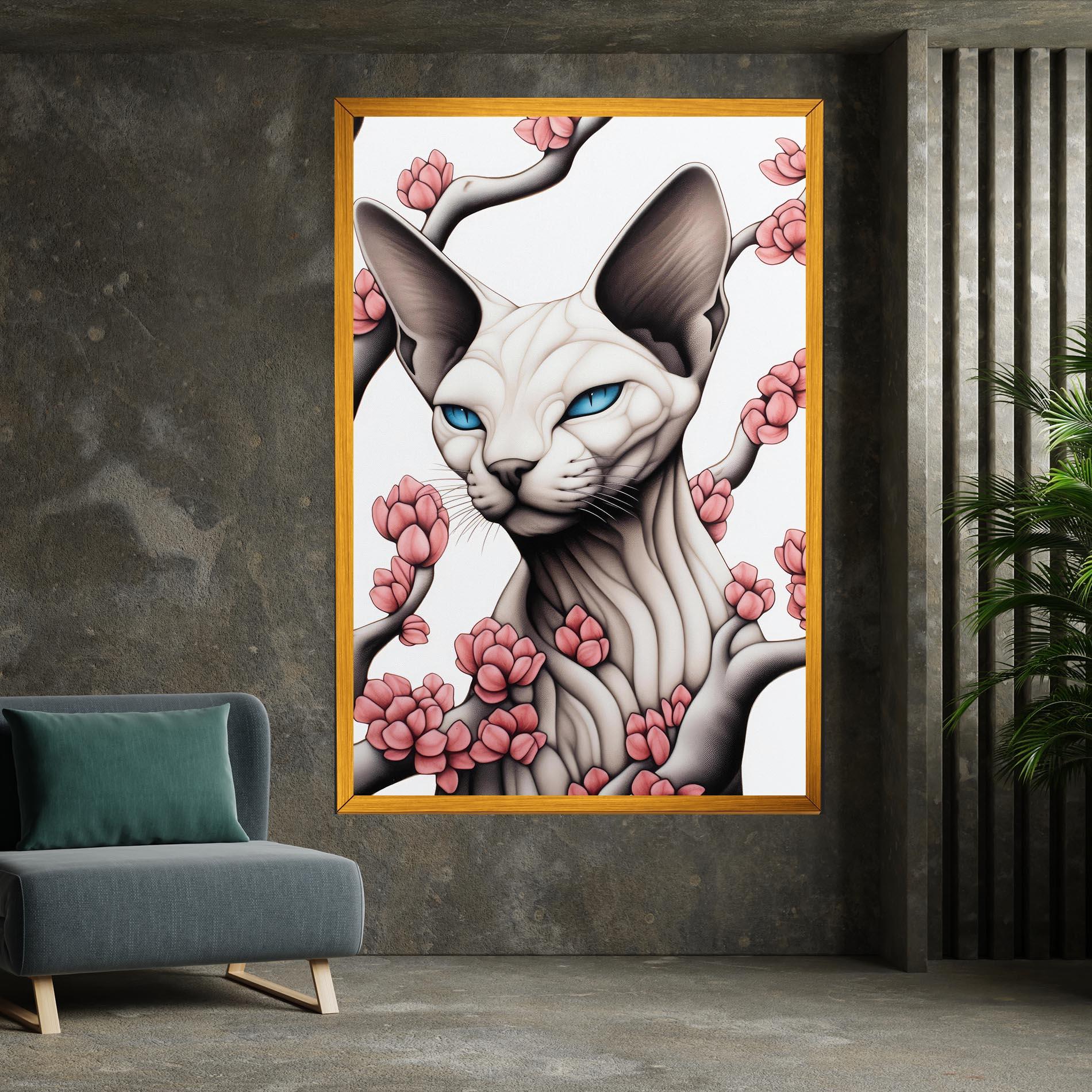 Tablou Canvas Blue Eyes Cat Drawing mockup 7