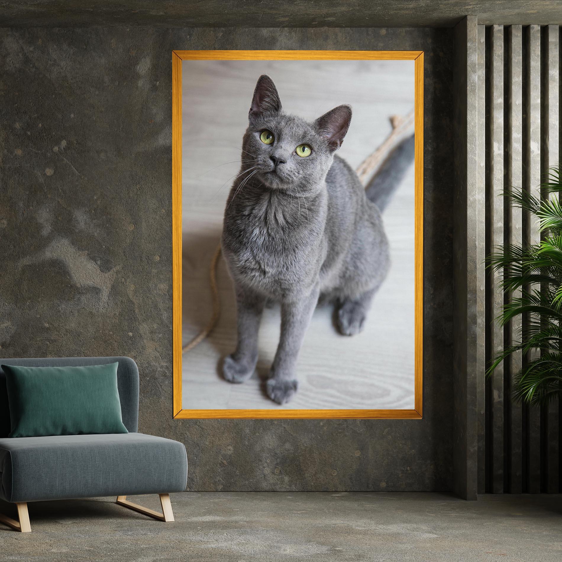 Tablou Canvas Grey Green Cat Eyes mockup 7