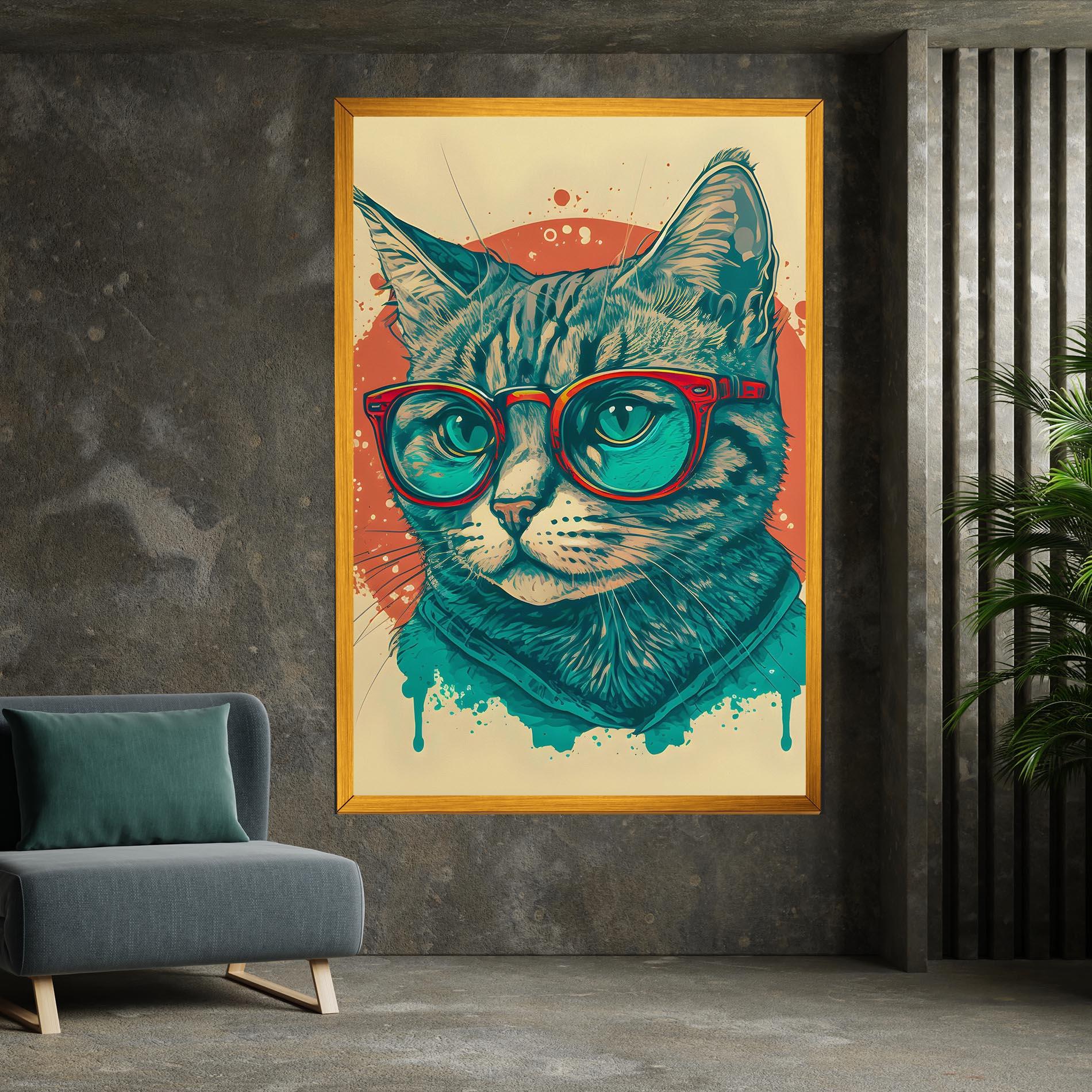 Tablou Canvas Red Glasses Cat mockup 7